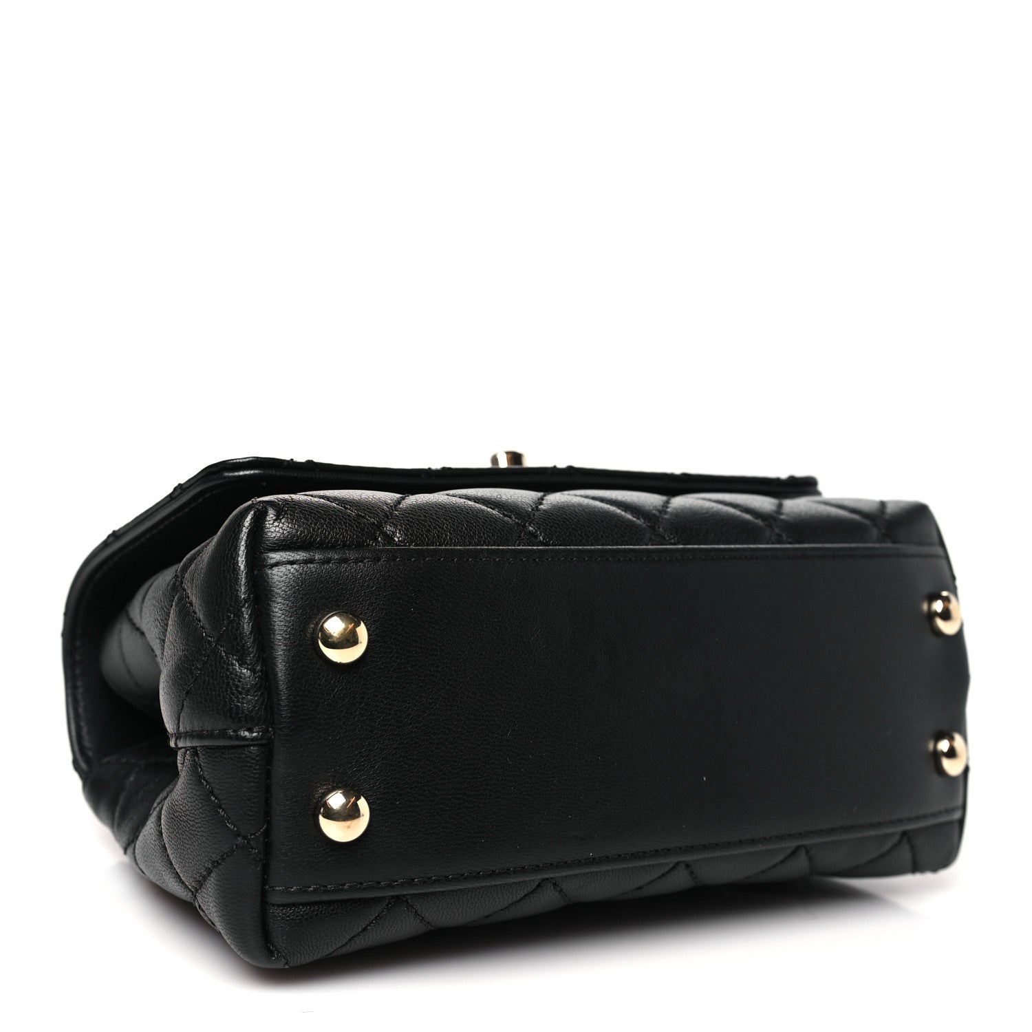 Goatskin Quilted Rainbow Extra Mini Coco Handle Flap Black