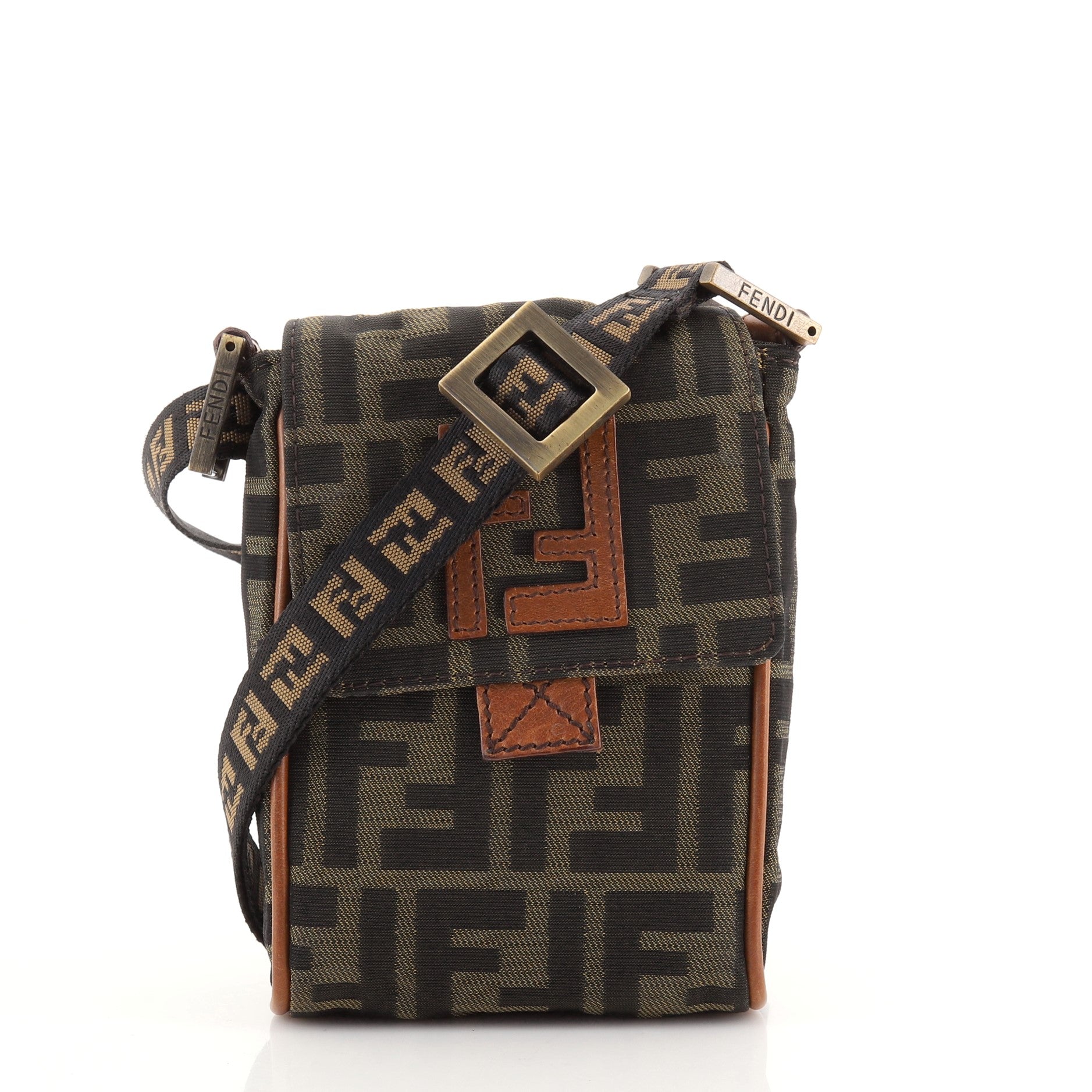 Vintage Flap Crossbody Bag Zucca Canvas Mini