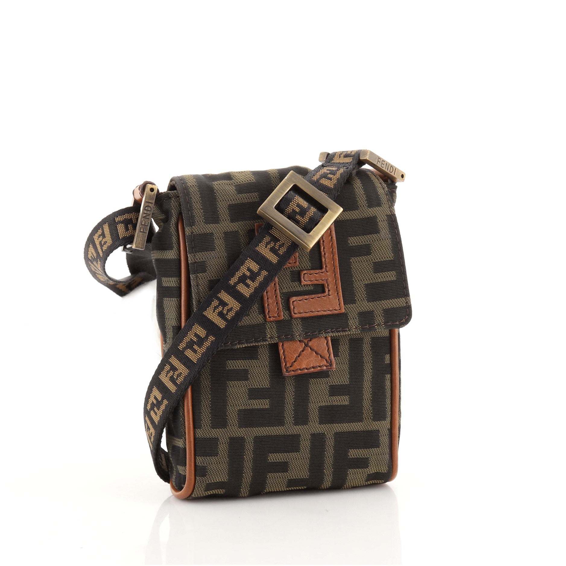 Vintage Flap Crossbody Bag Zucca Canvas Mini