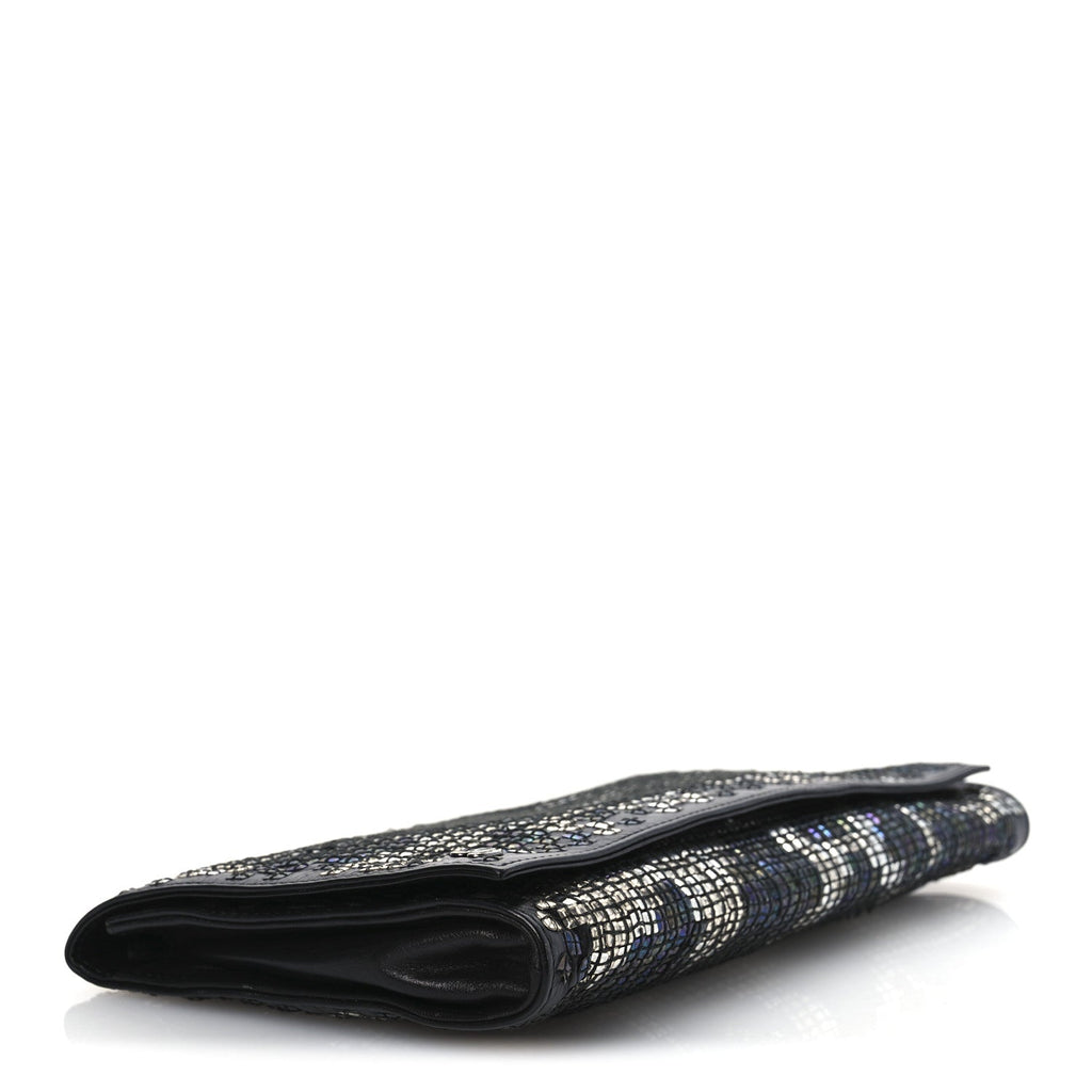 Calfskin Studded Evening Clutch  Black Silver