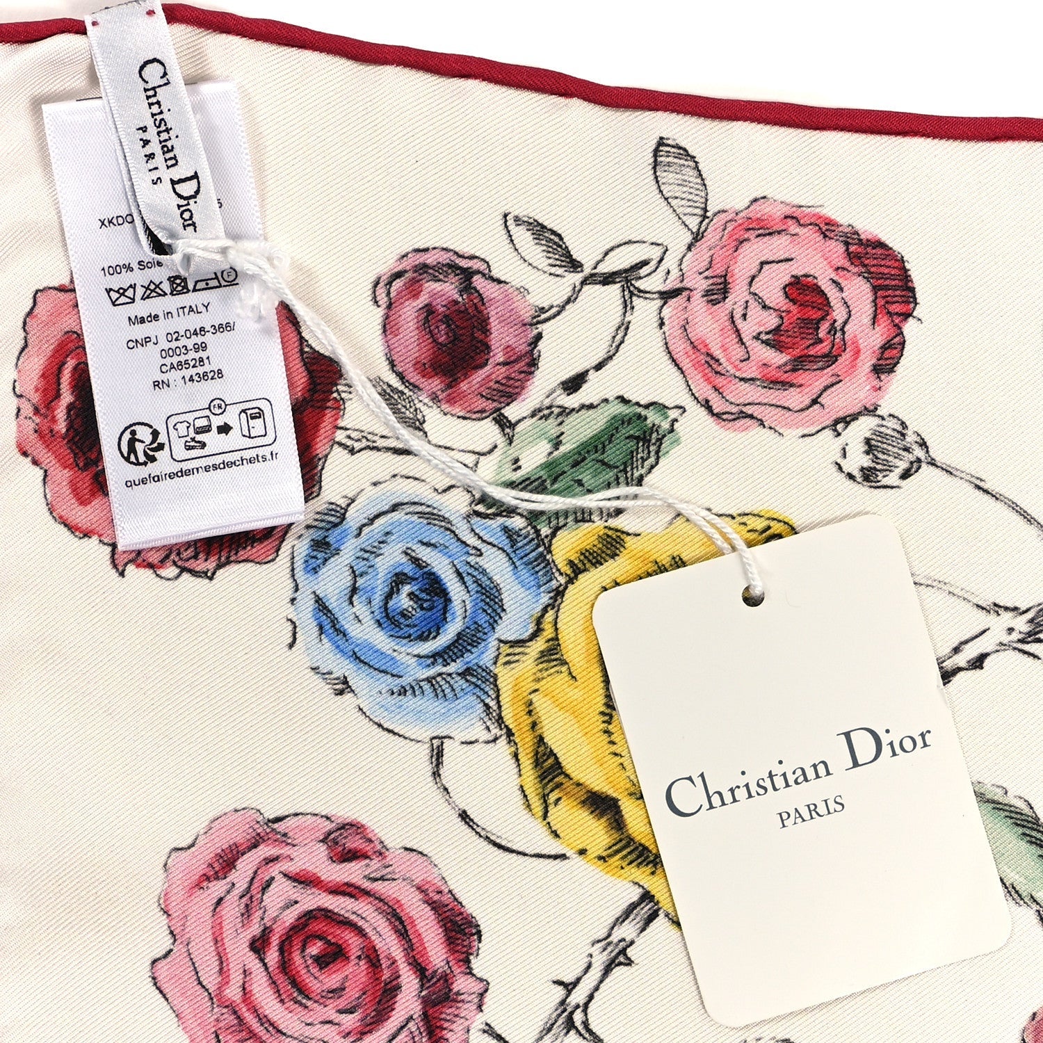 Silk Florilegio 90 Square Scarf Red