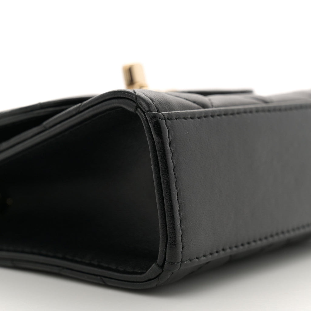 Lambskin Quilted Mini Trendy CC Chain Wallet Black