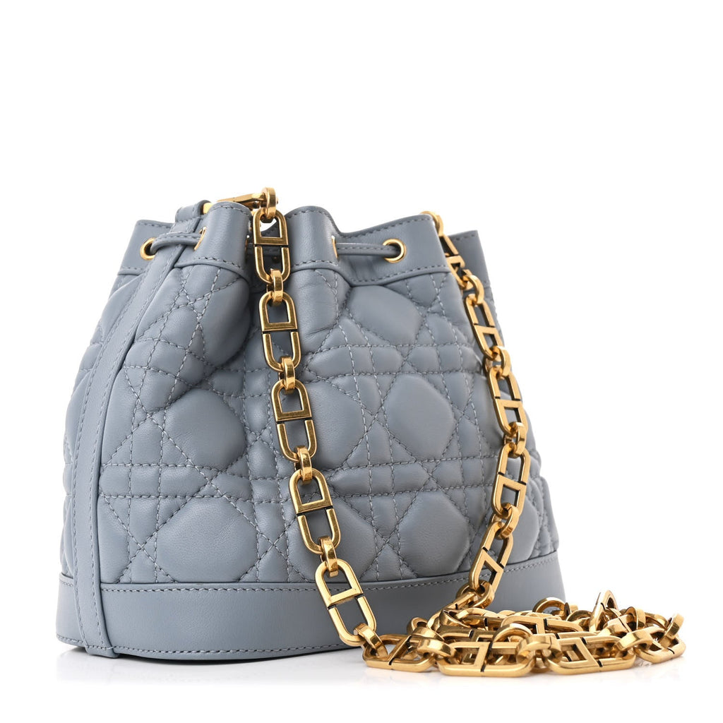 Lambskin Cannage Miss Dior Bucket Bag Cloud Blue