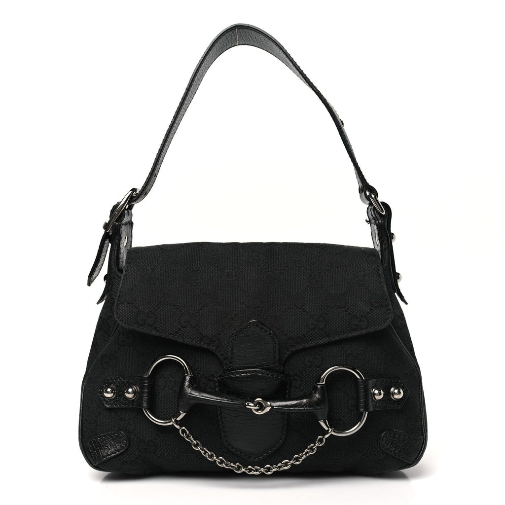 Monogram Horsebit Chain Flap Bag Black