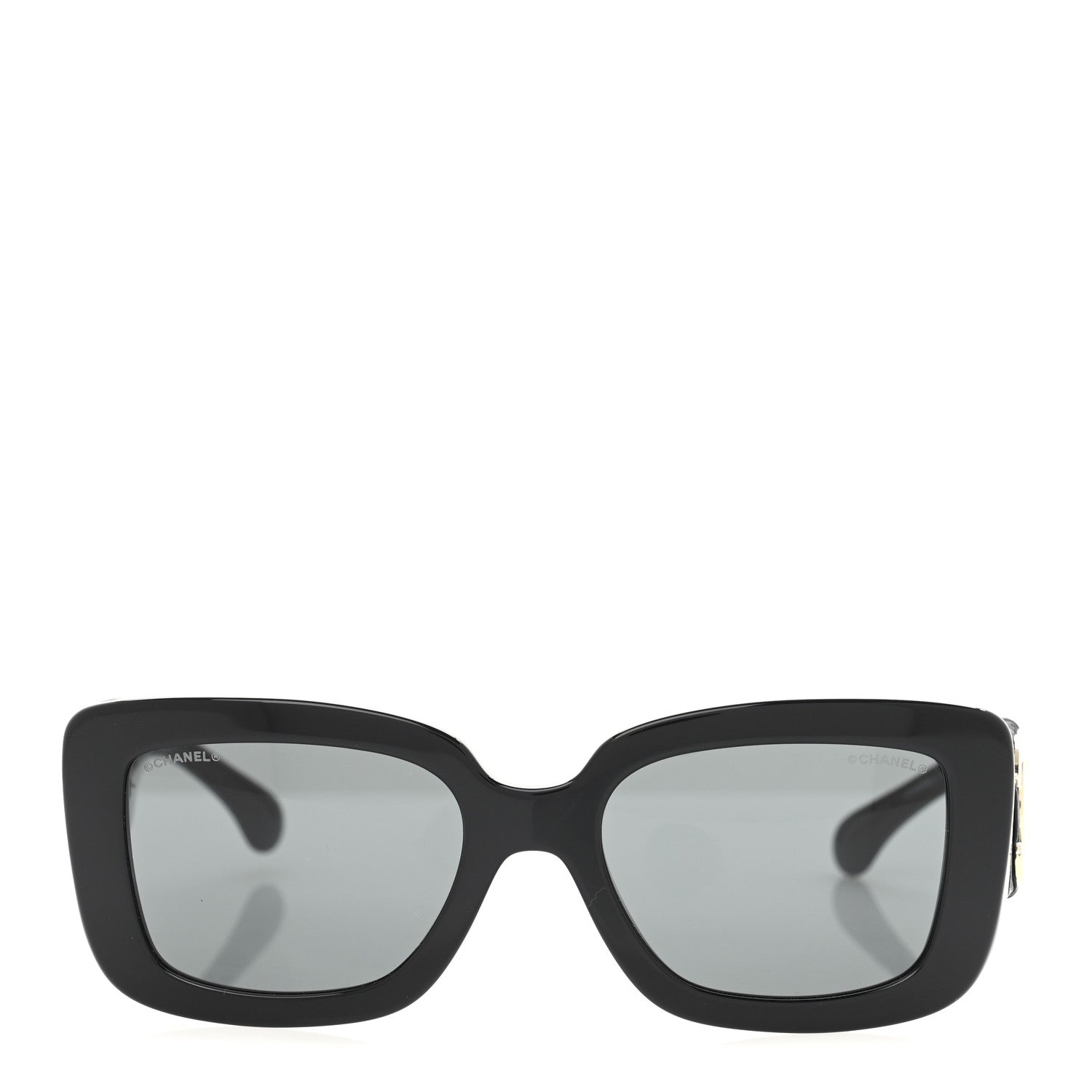 Acetate Calfskin Square Sunglasses 5473-Q Black