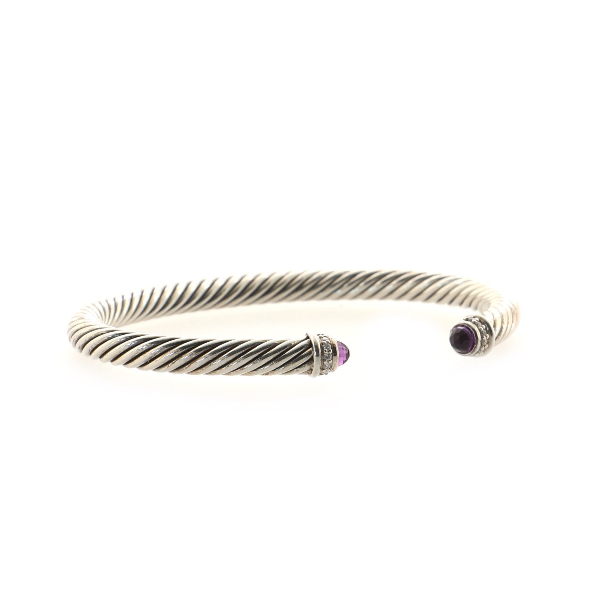 Cable Classic Bracelet Sterling Silver with Amethyst and Diamonds 5mm
