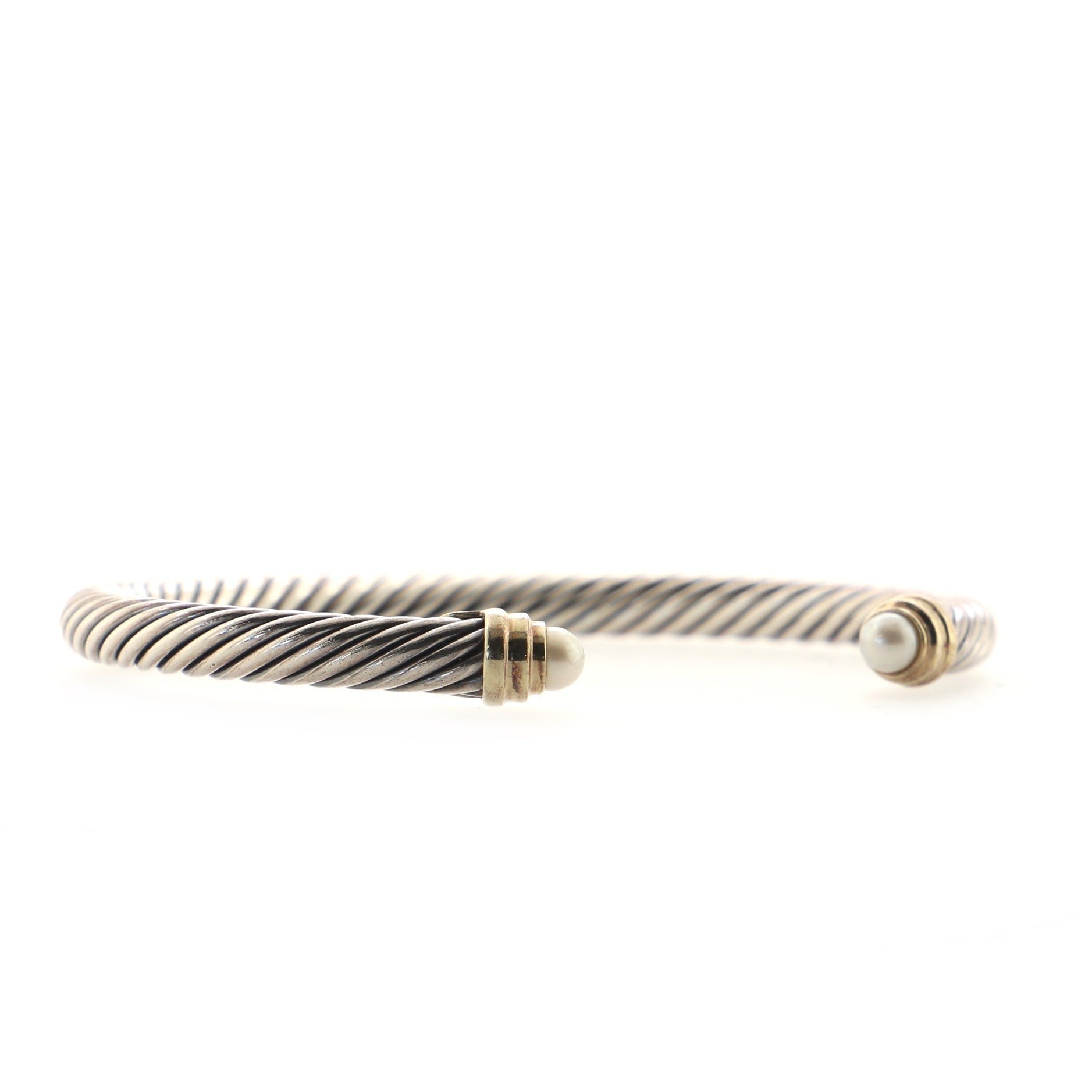 Cable Classic Bracelet Sterling Silver with 14K Yellow Gold and Pearls 5mm