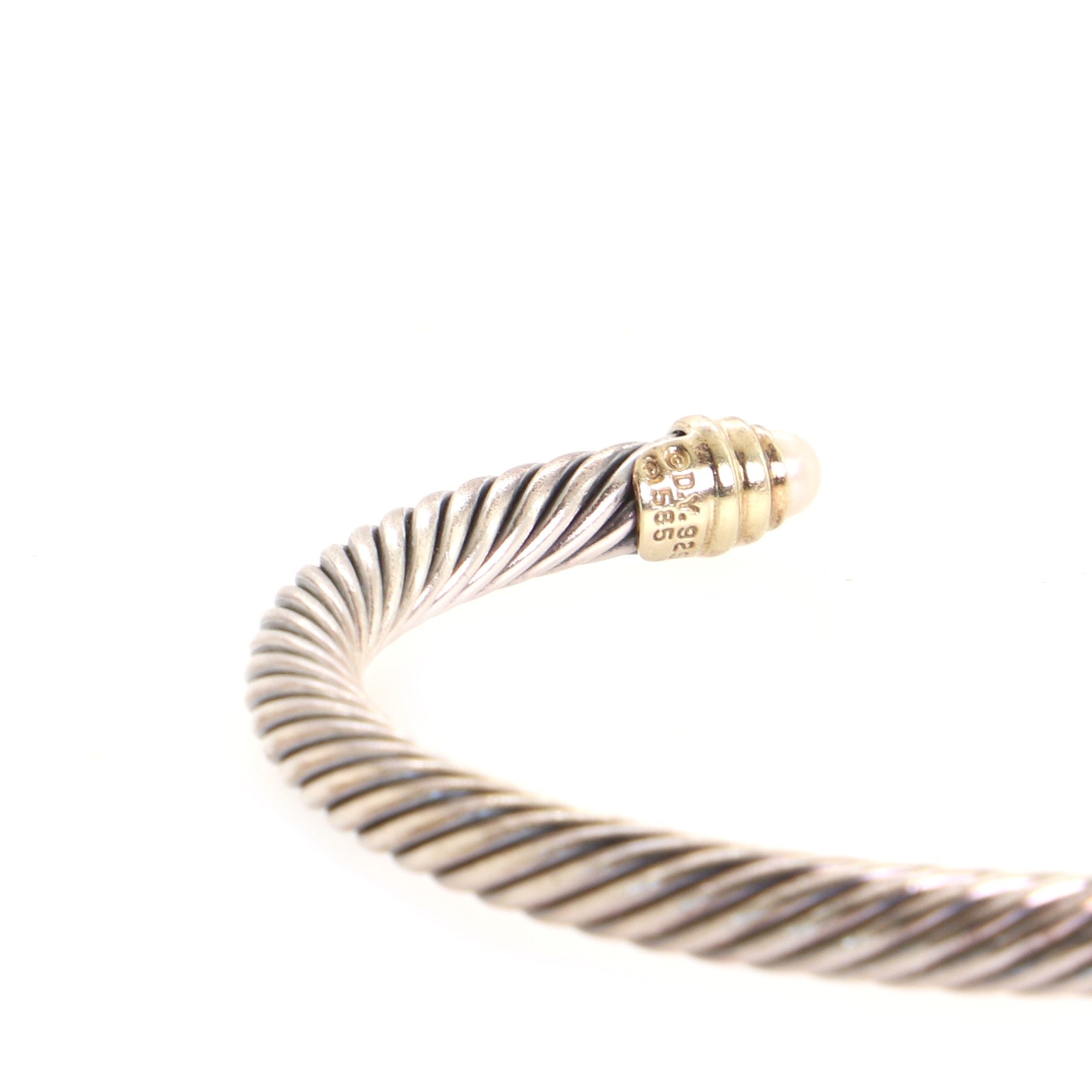 Cable Classic Bracelet Sterling Silver with 14K Yellow Gold and Pearls 5mm