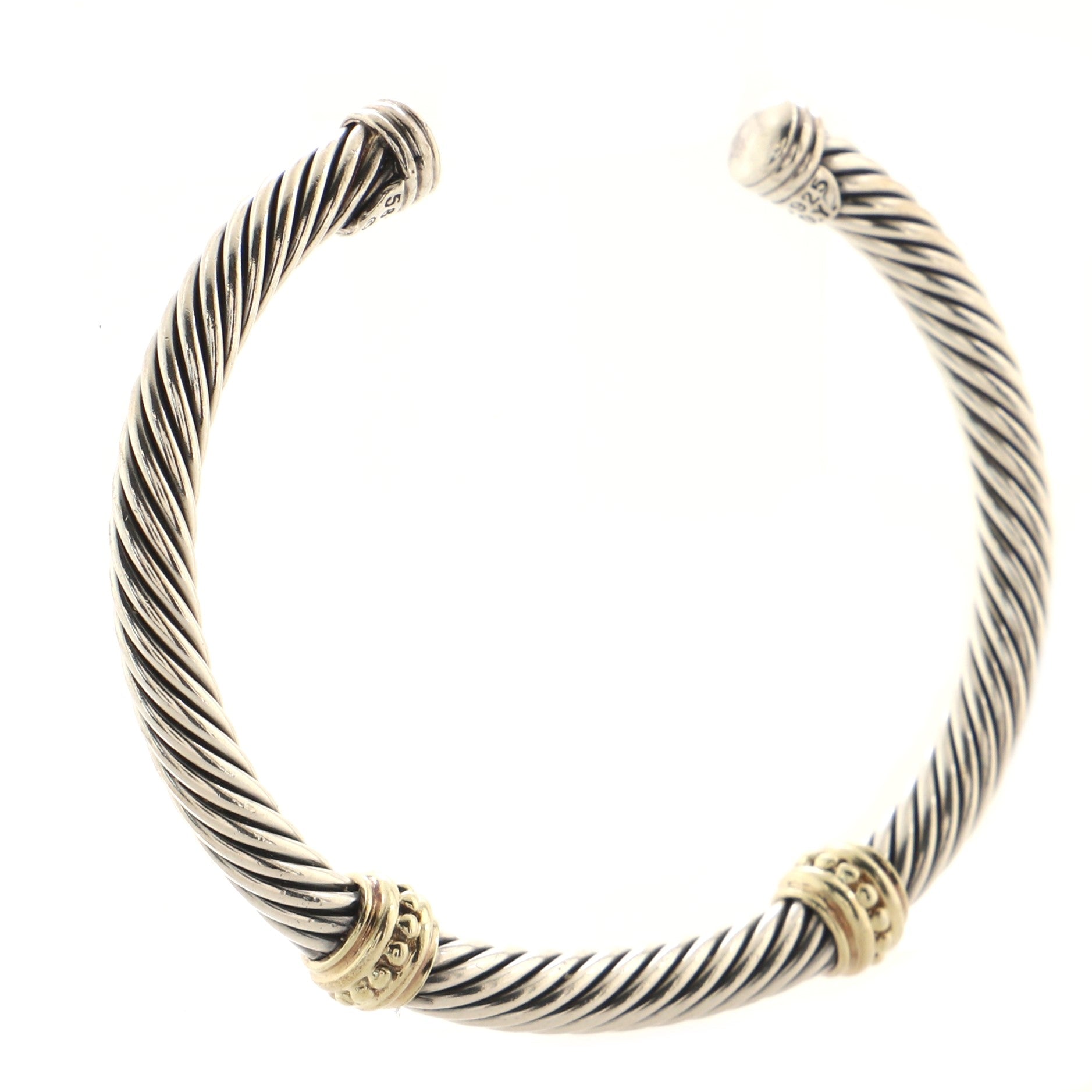 Cable Classic Double Station Bracelet Sterling Silver with 14K Yellow Gold 5mm