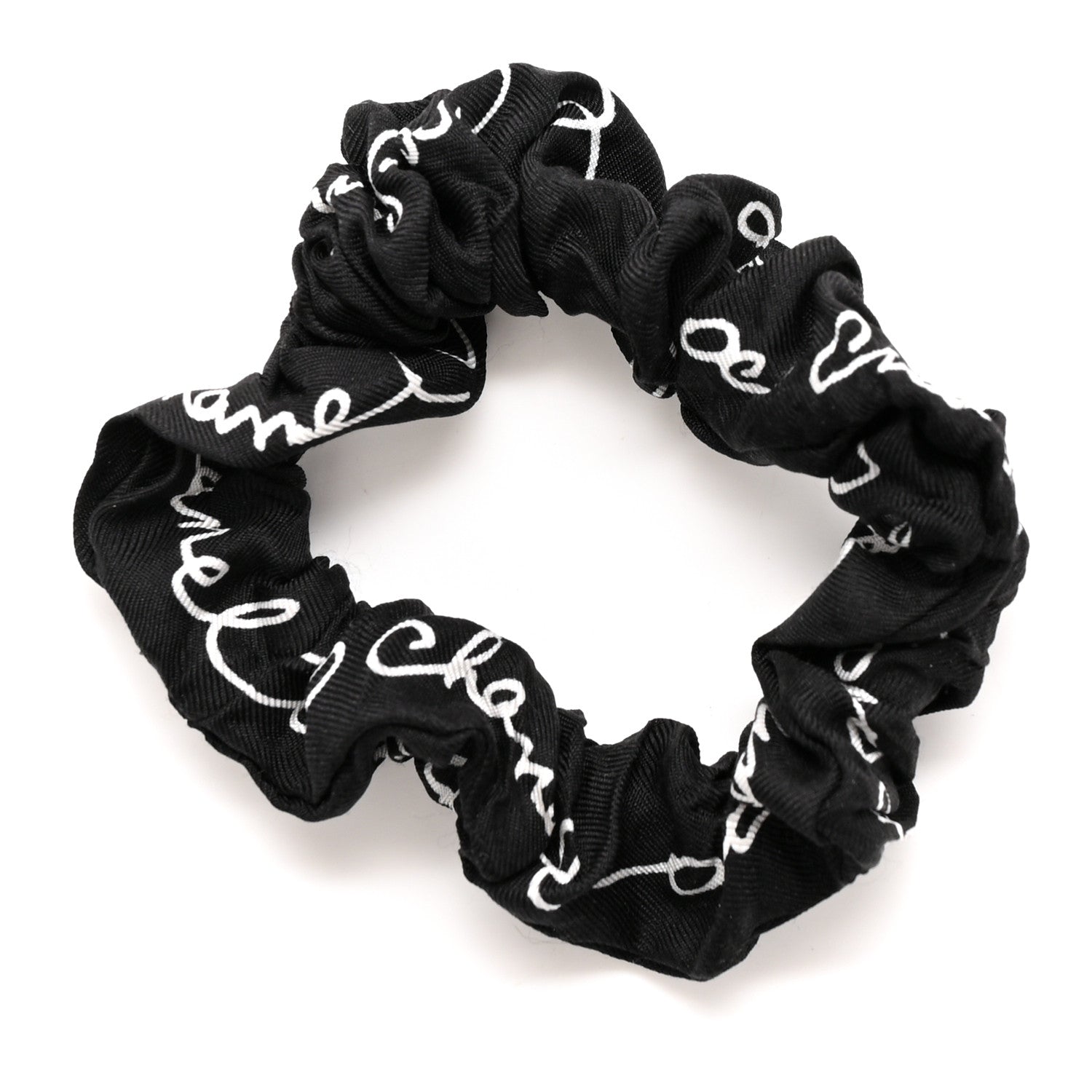 Silk CC Twilly Hair Tie Black White