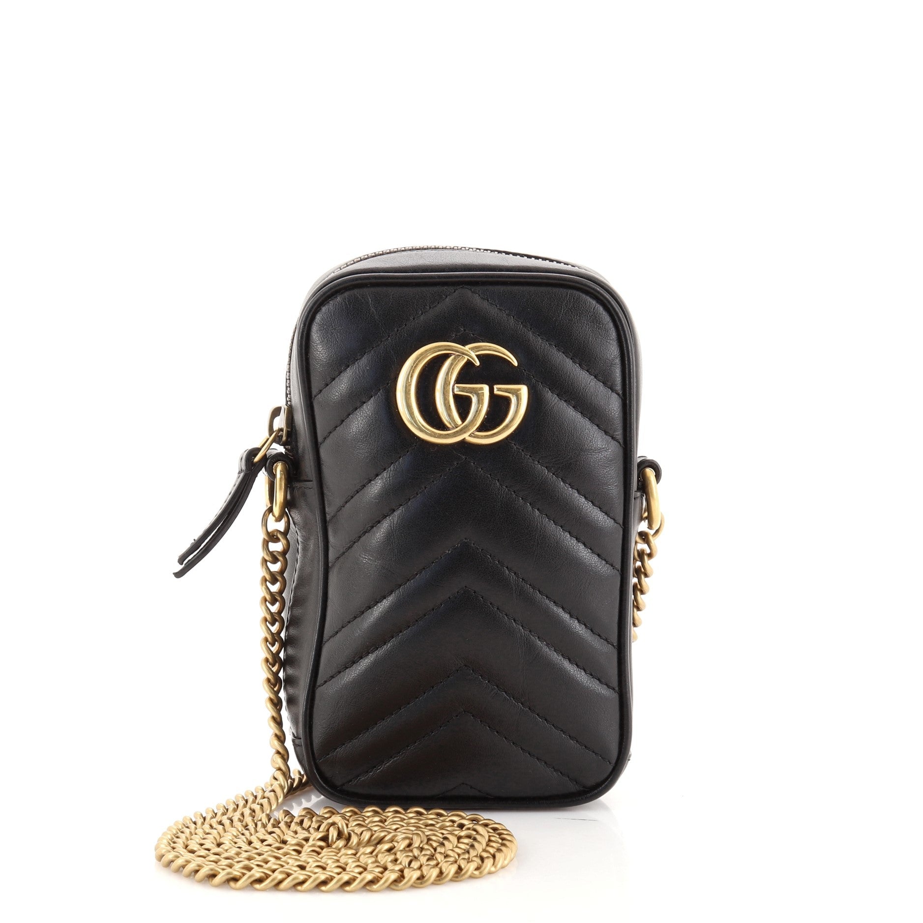 GG Marmont Vertical Phone Crossbody Bag Matelasse Leather Mini
