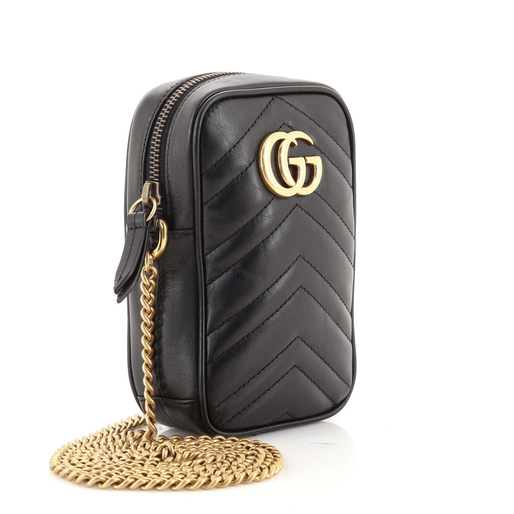 GG Marmont Vertical Phone Crossbody Bag Matelasse Leather Mini