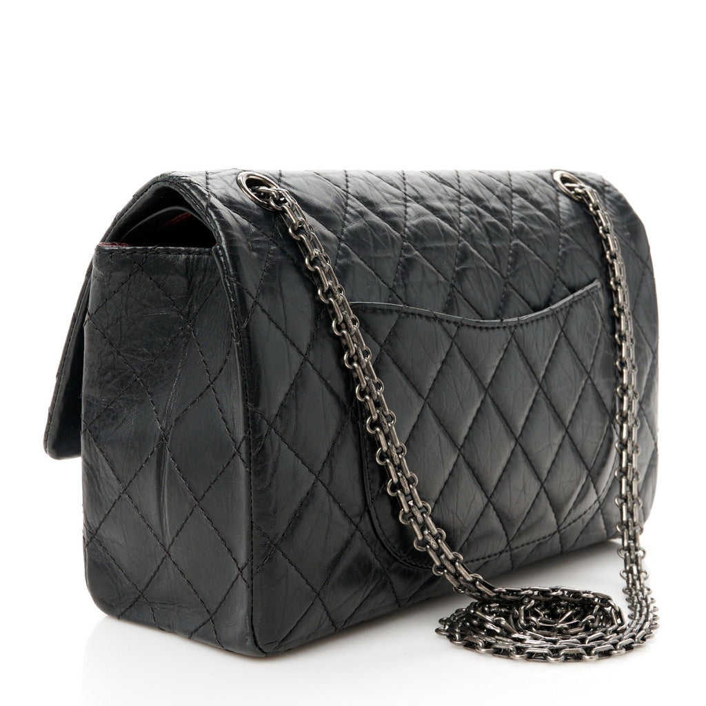 Aged Calfskin Quilted 2.55 Reissue 226 Flap Black