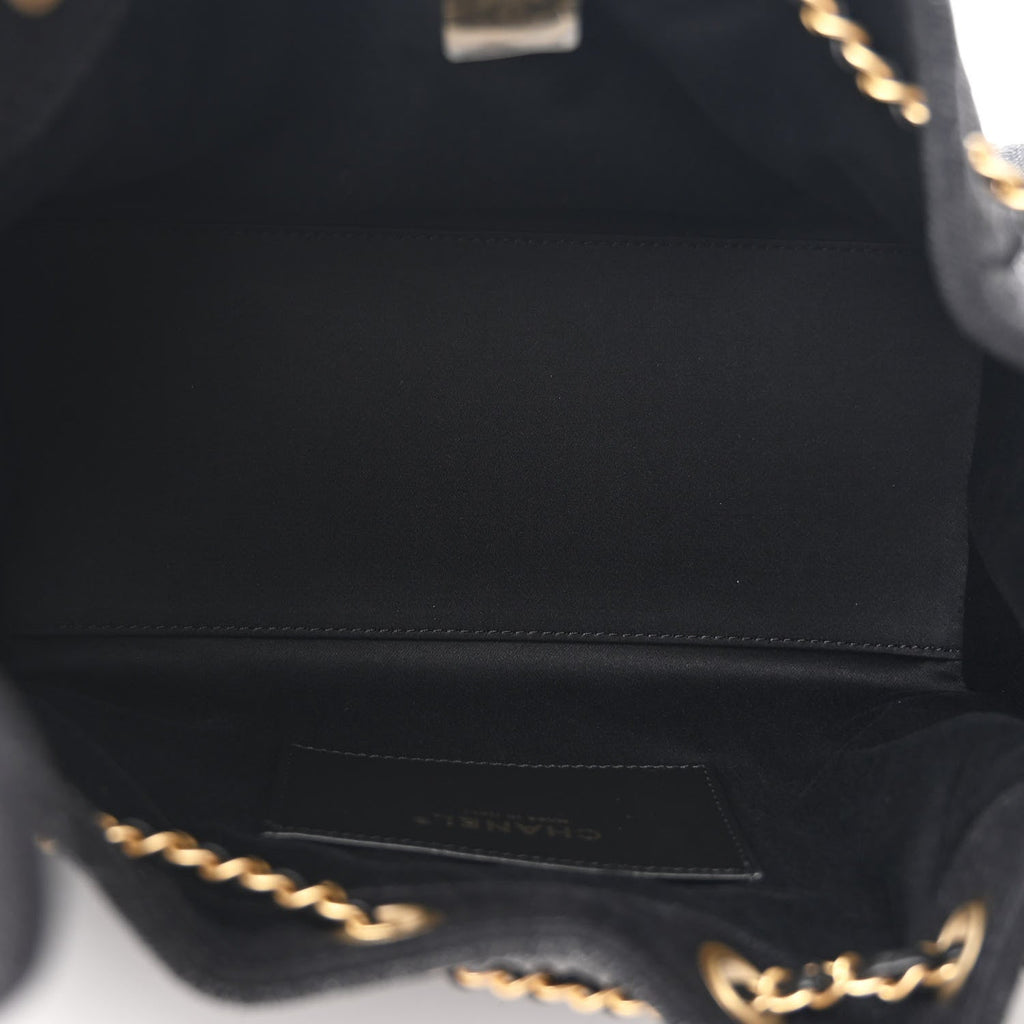 Washed Denim Quilted Small Chanel 25 Handbag Black