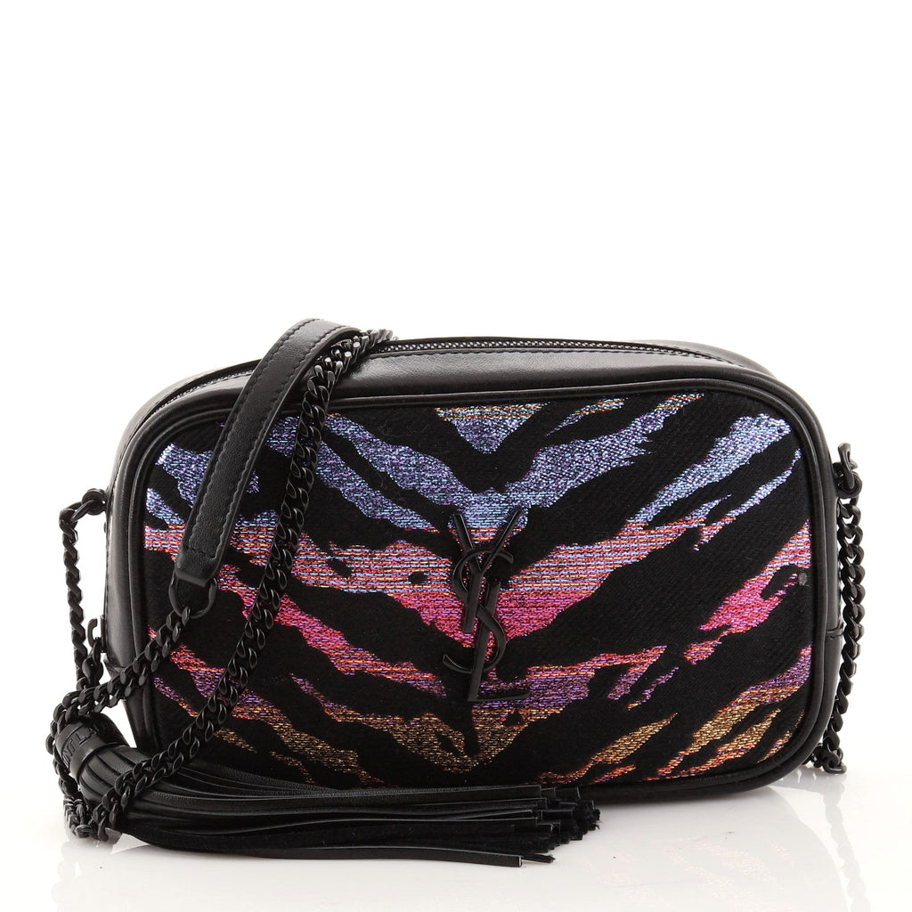 Lou Camera Bag Glitter Jacquard and Leather Mini