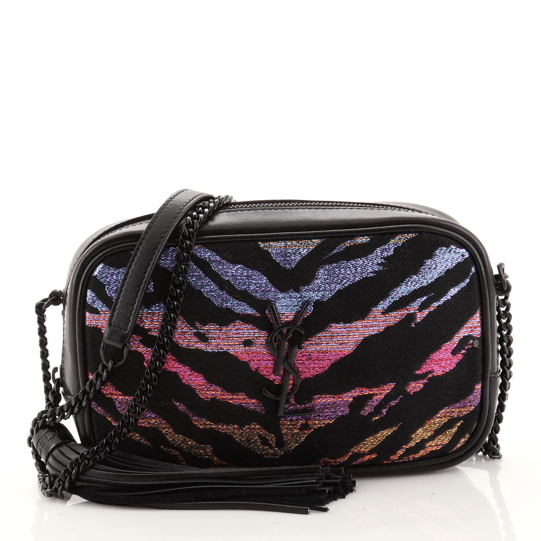 Lou Camera Bag Glitter Jacquard and Leather Mini