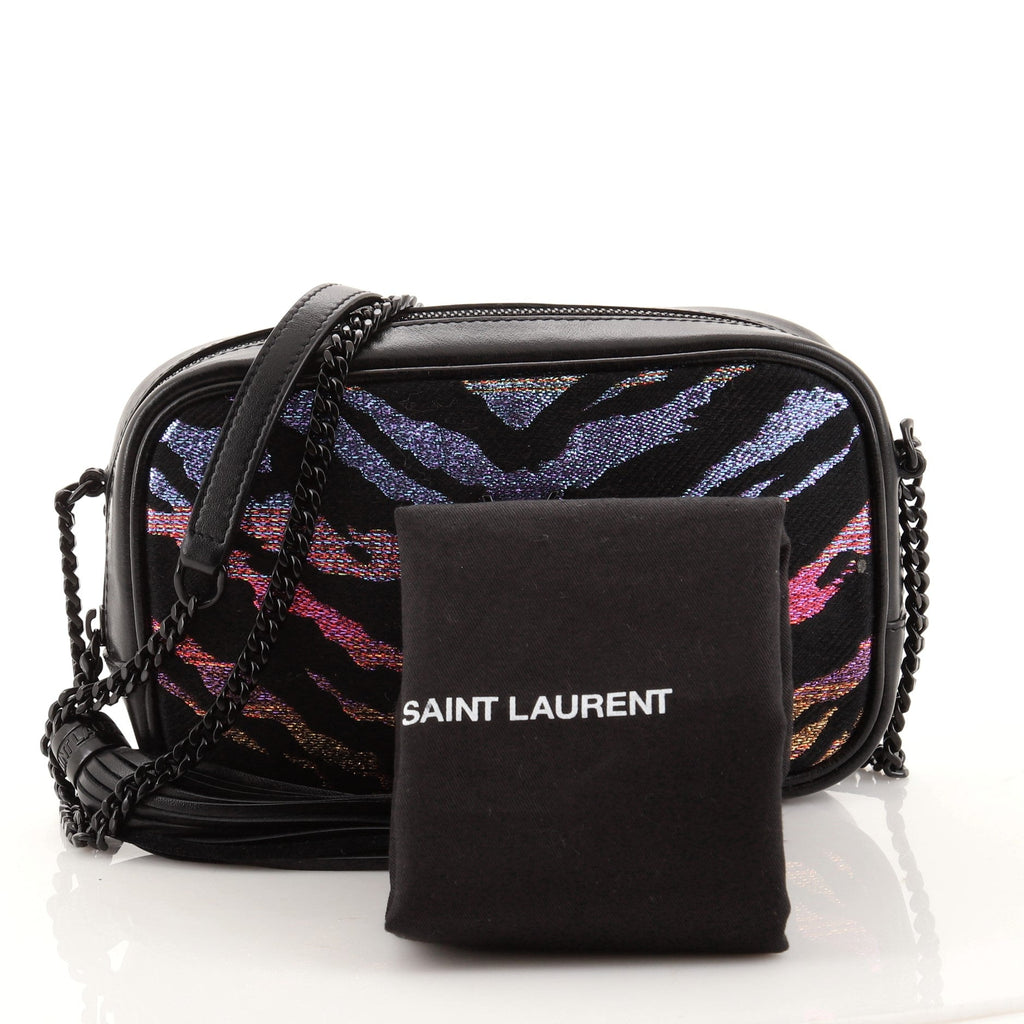 Lou Camera Bag Glitter Jacquard and Leather Mini