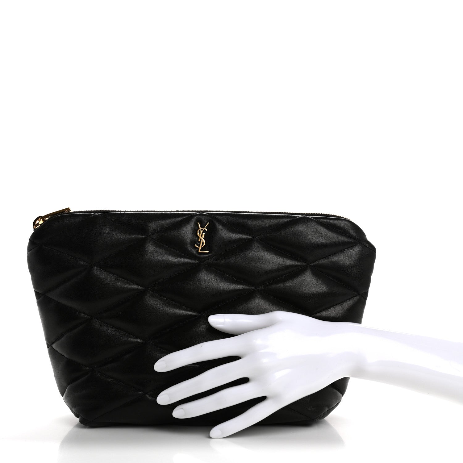 Lambskin Monogram Medium Sade Puffer Pouch Black