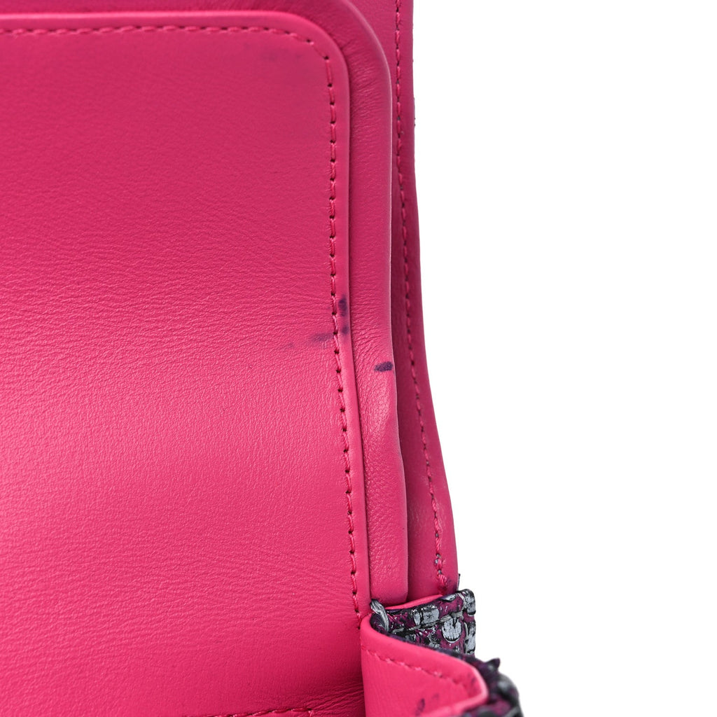 Metallic Snakeskin Medium Double Flap Blue Pink