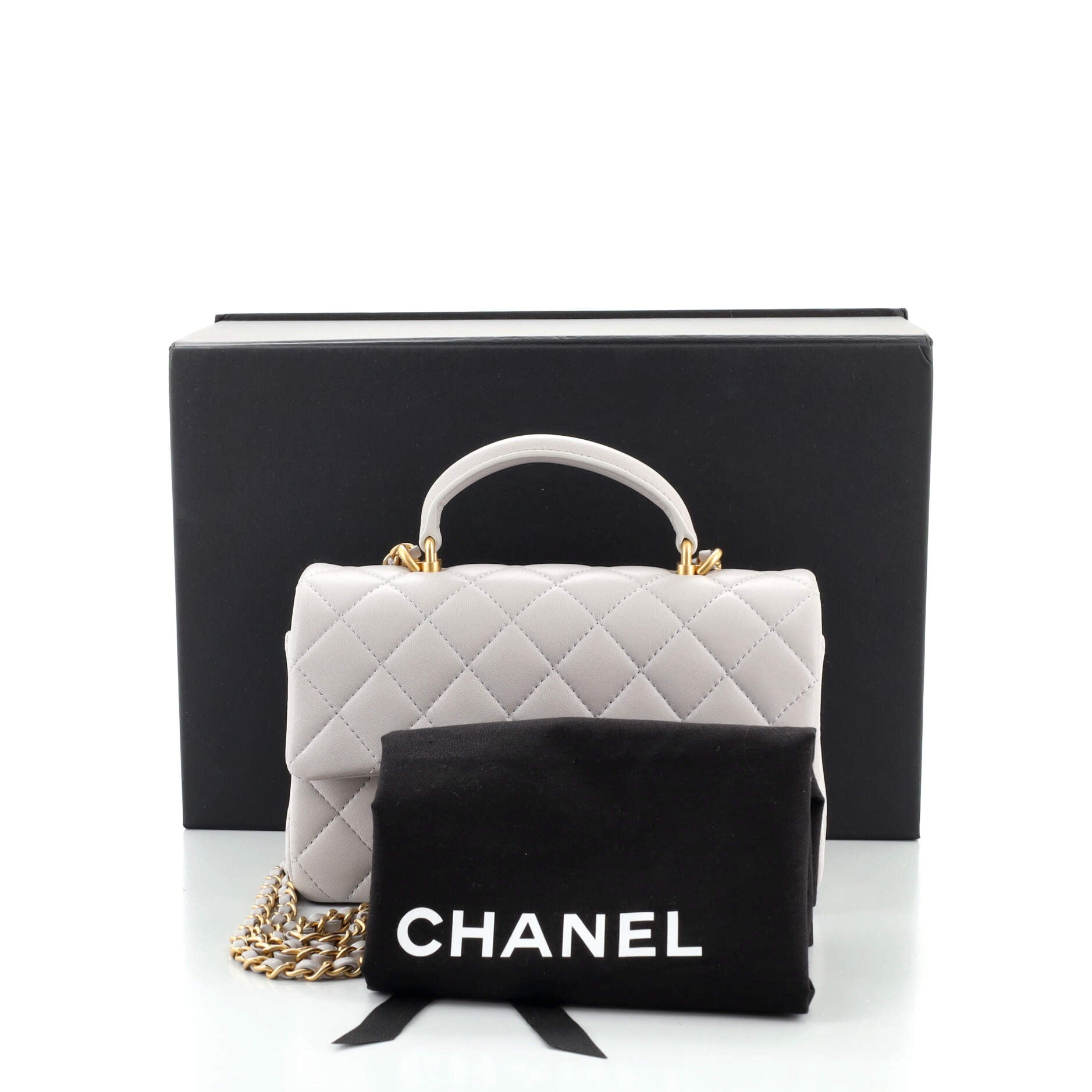 Classic Single Flap Top Handle Bag Quilted Lambskin Mini