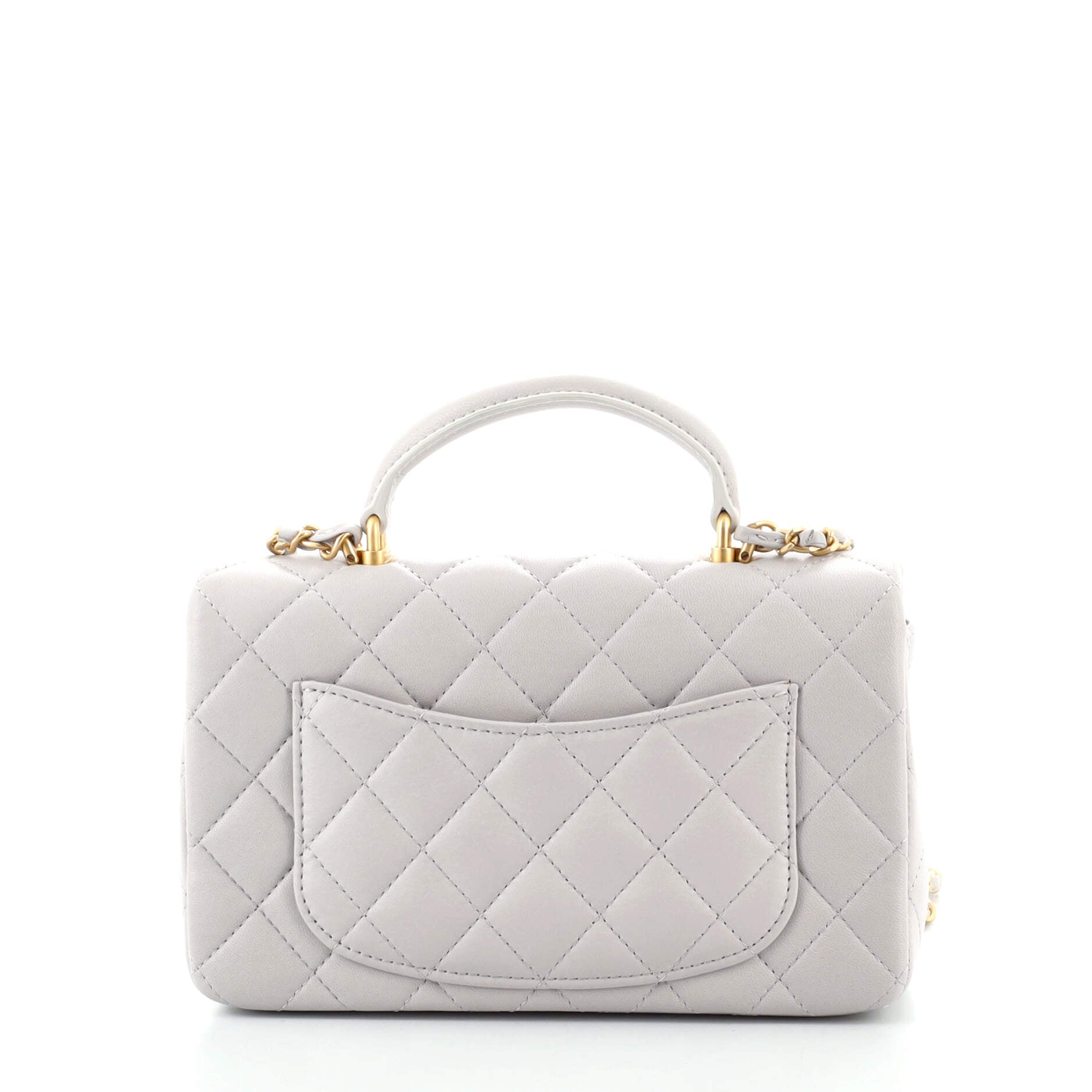 Classic Single Flap Top Handle Bag Quilted Lambskin Mini