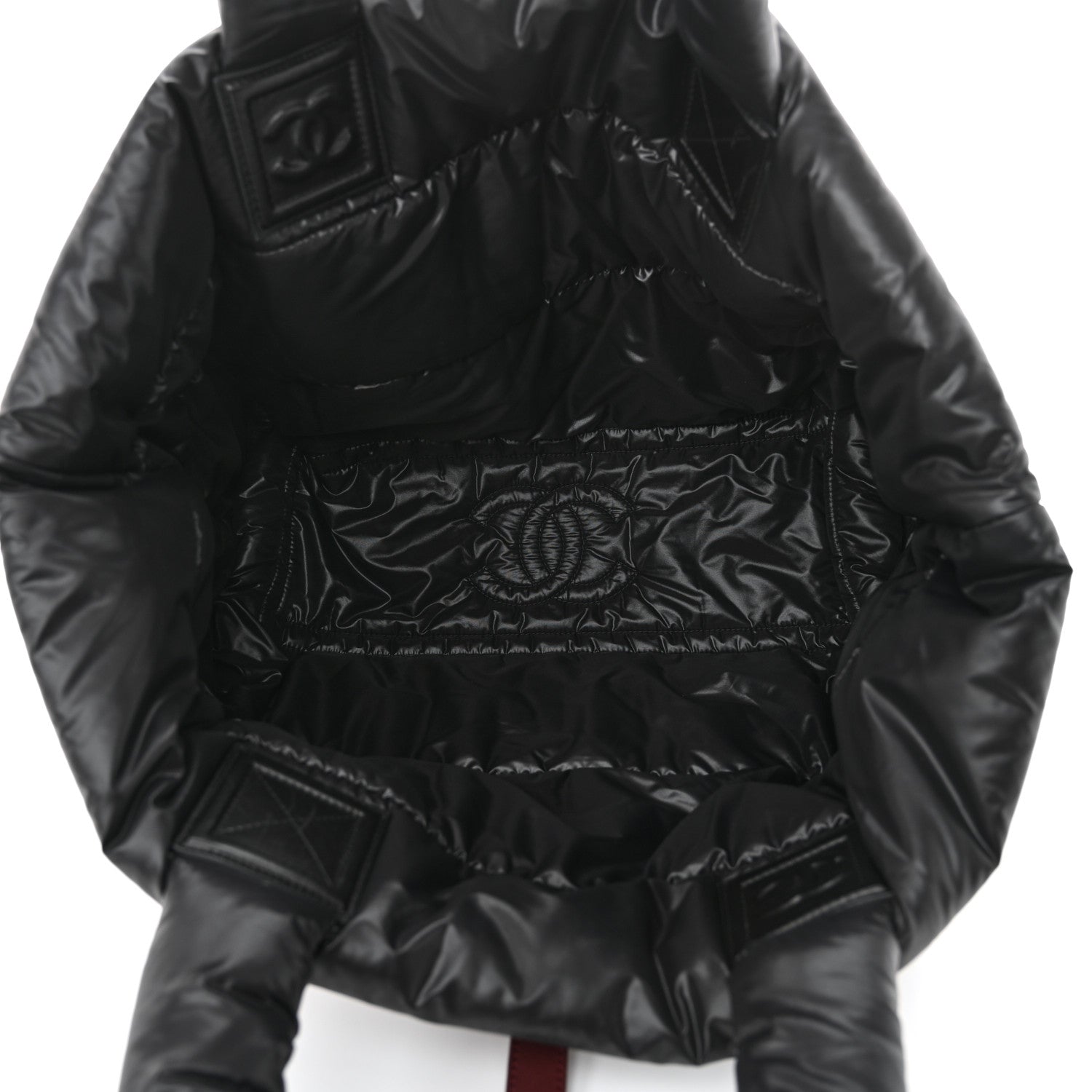 Lambskin Quilted Large Coco Cocoon Reversible Tote Black