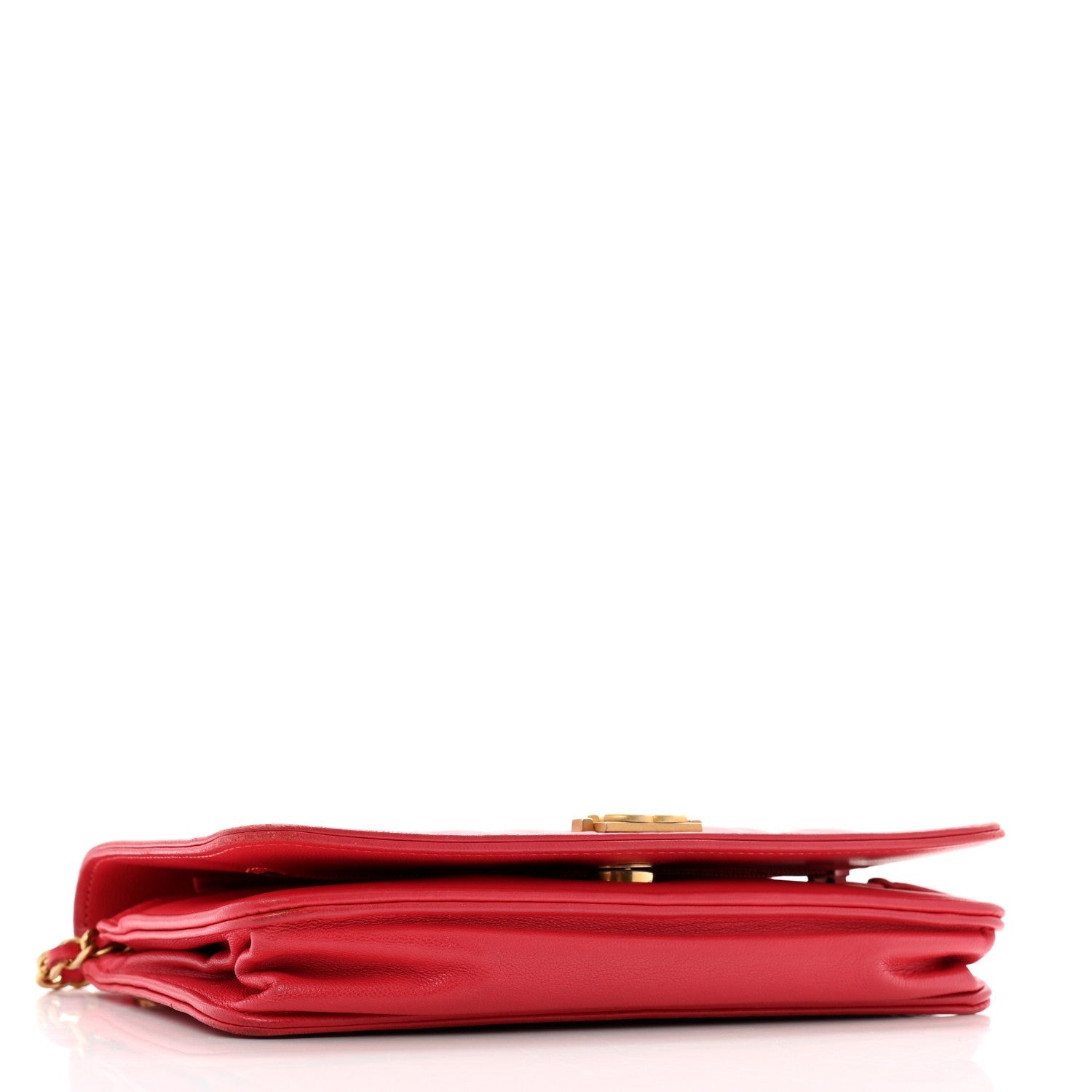 Lambskin Quilted Boy Wallet On Chain WOC Dark Fuchsia