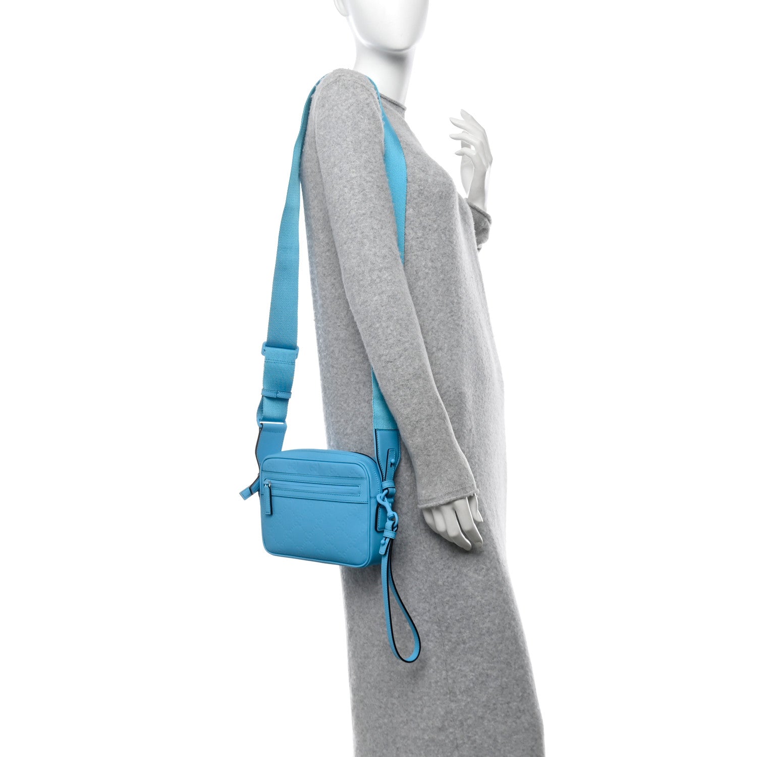 Rubber Effect Monogram GG Crossbody Bag Bright Blue