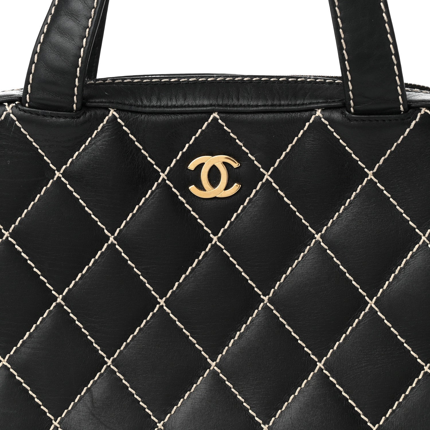 Calfskin Contrast Stitch Surpique Black