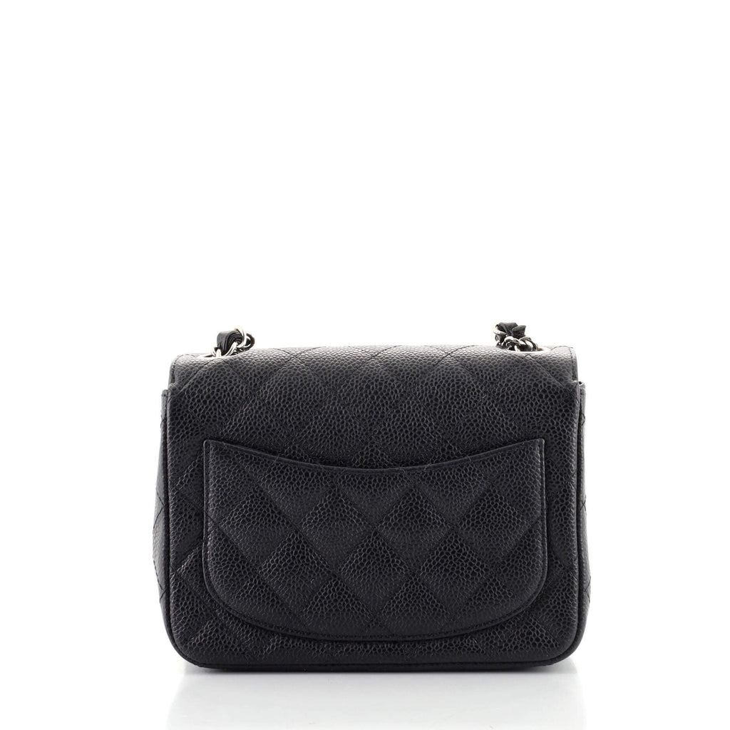 Square Classic Single Flap Bag Quilted Caviar Mini