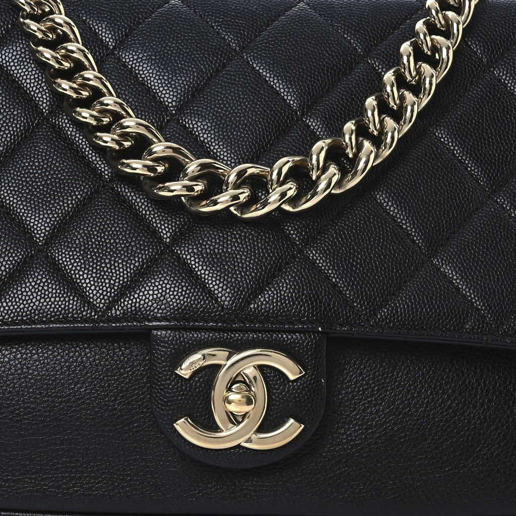 Caviar Quilted Large Studded Flap Black