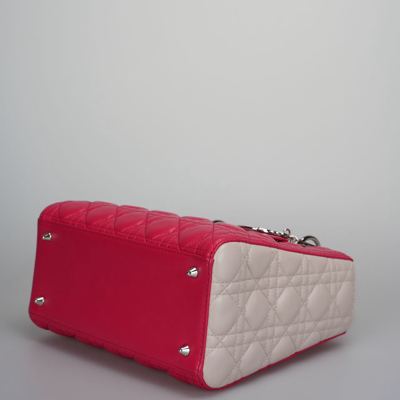 Christian Dior Lady Dior Bag Cannage Medium Handbag in Lambskin Leather  Red White