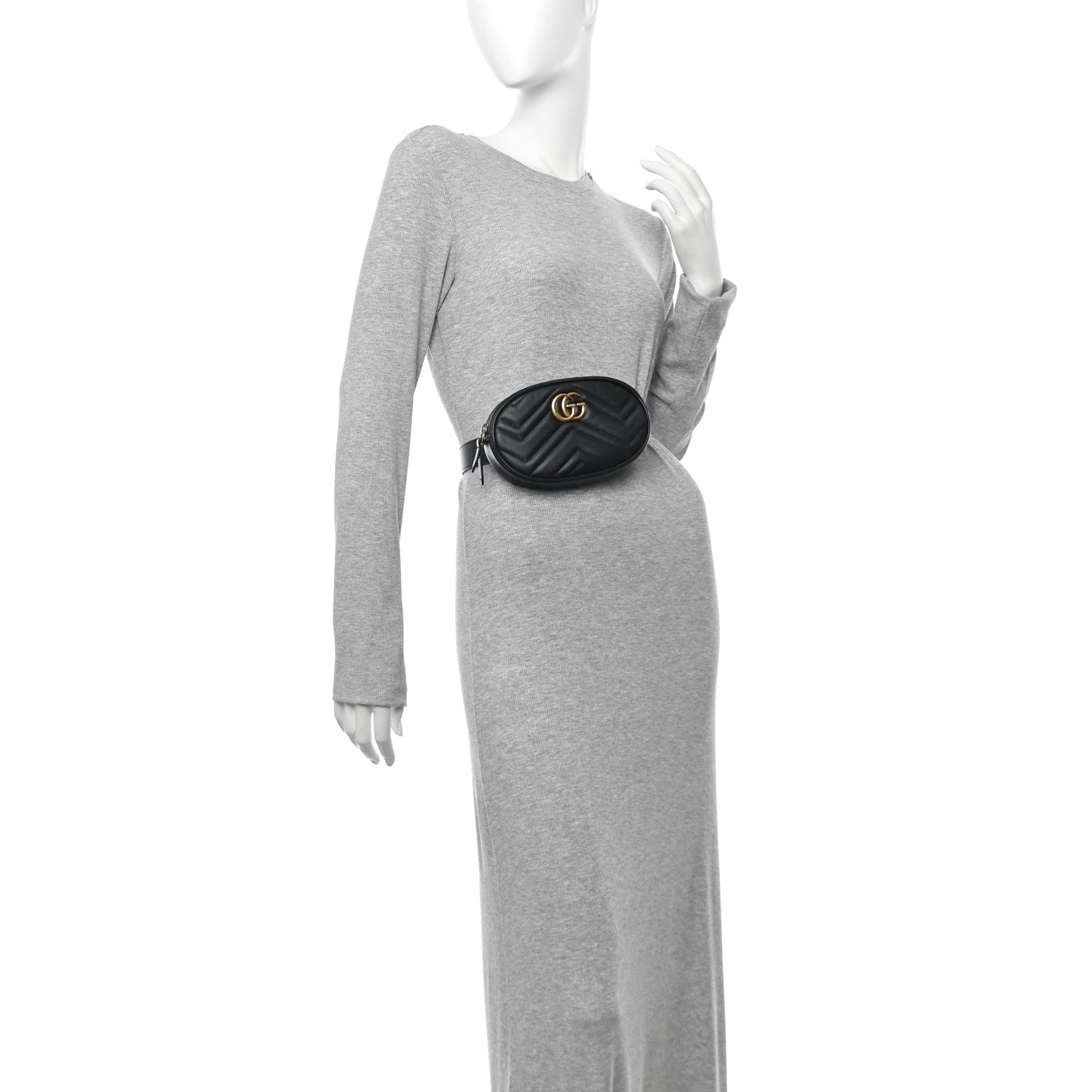 Calfskin Matelasse GG Marmont Belt Bag 75 30 Black