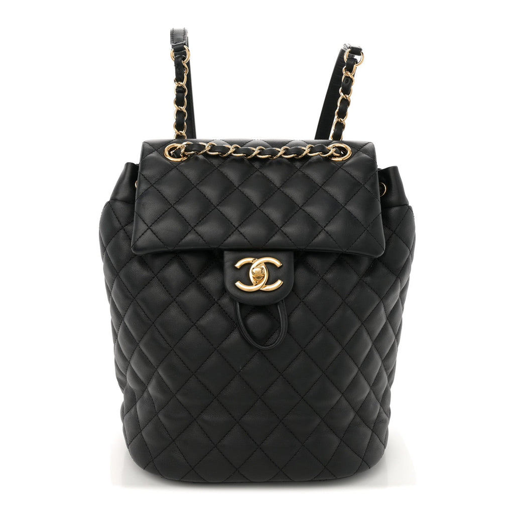Calfskin Quilted Small Urban Spirit Backpack Black