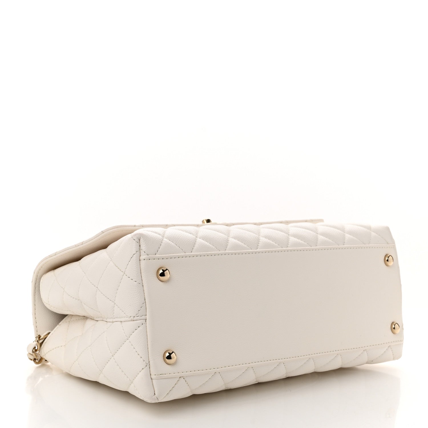 Caviar Quilted Small Coco Handle Flap White