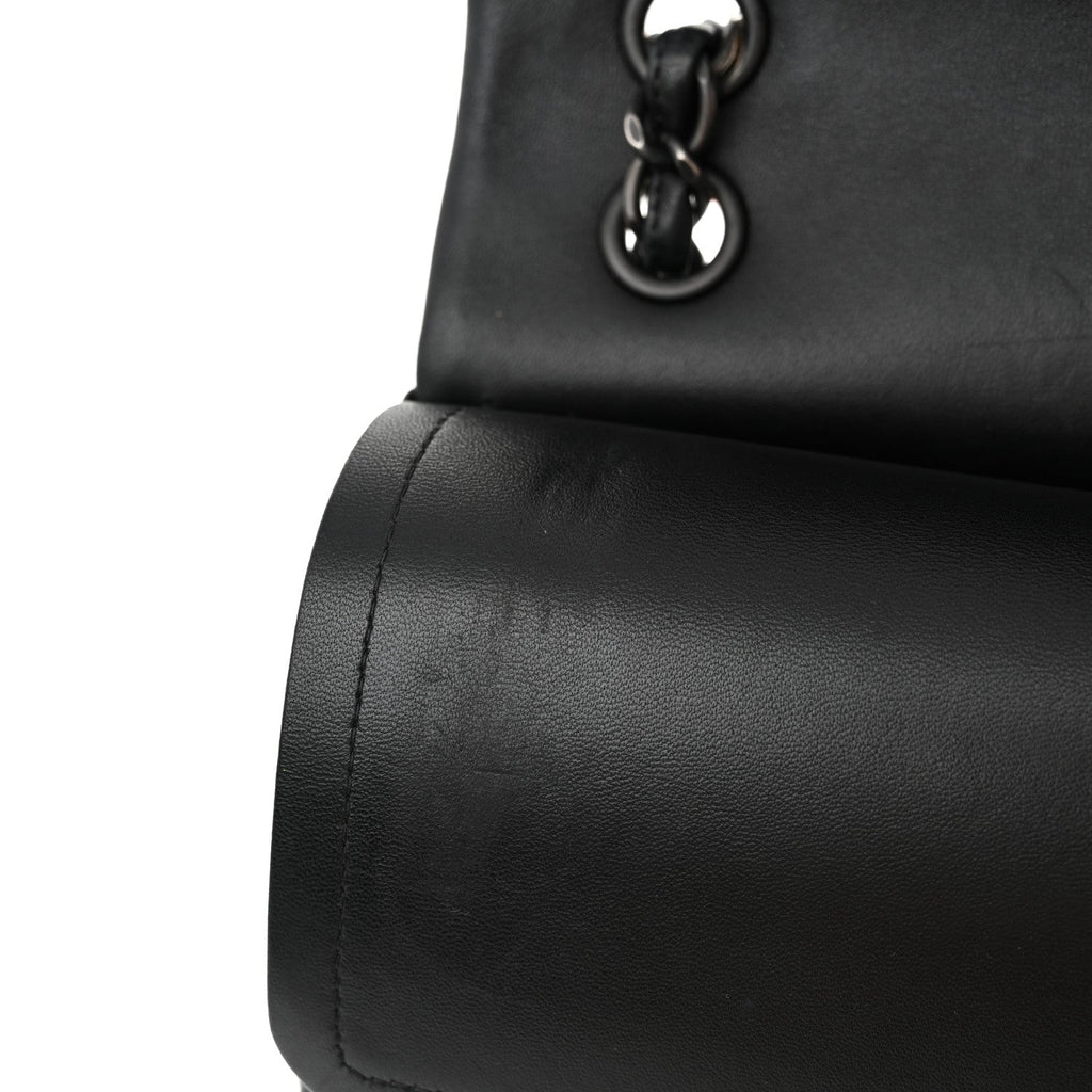 Lambskin Quilted Jumbo Double Flap So Black