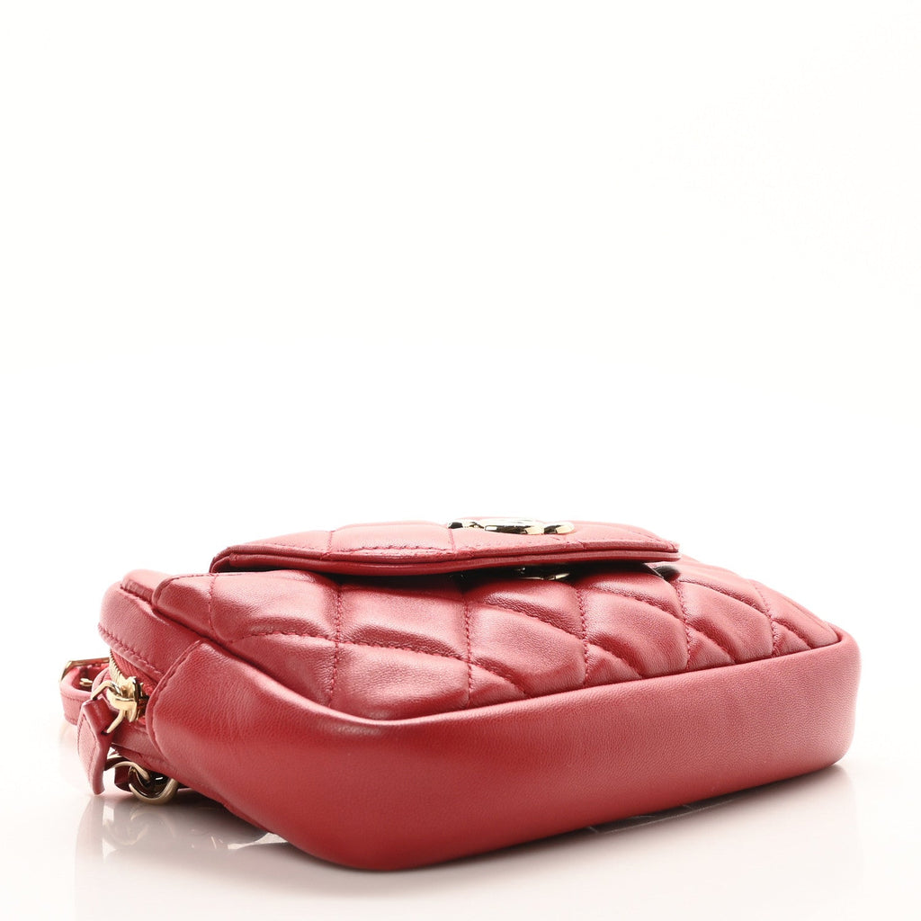 Lambskin Quilted Waist Bag With Pouch Red