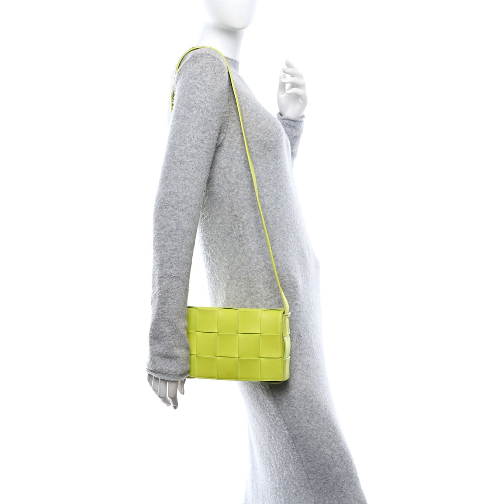Lambskin Maxi Intrecciato Cassette Crossbody Bag Acid Kiwi
