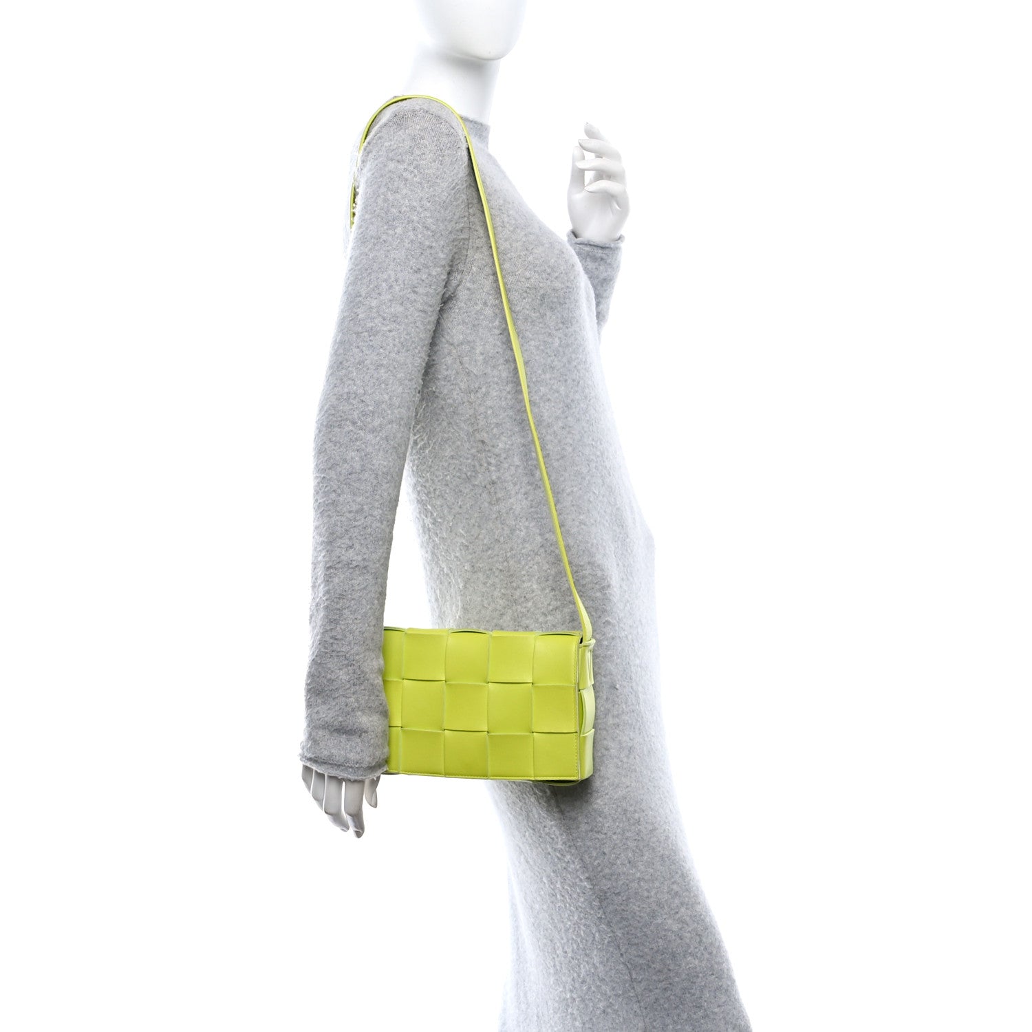 Lambskin Maxi Intrecciato Cassette Crossbody Bag Acid Kiwi