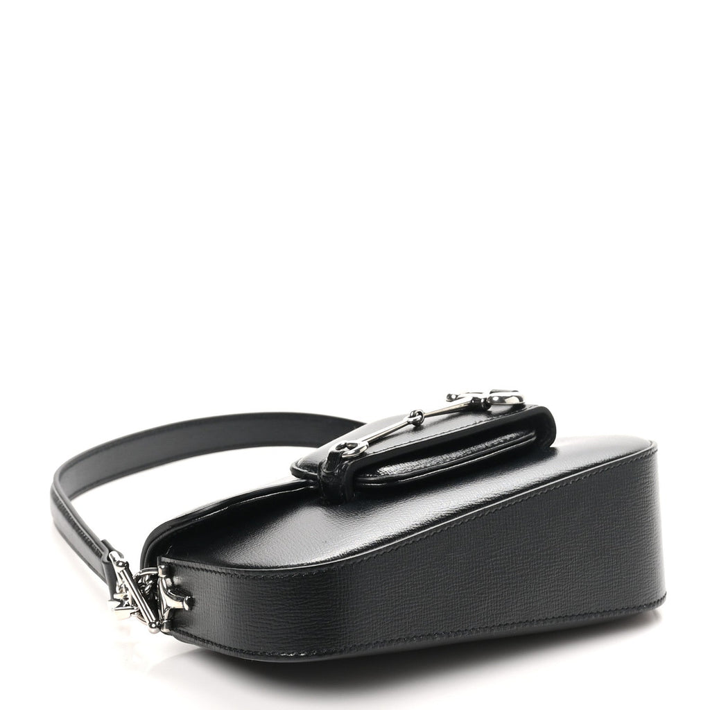 Calfskin Mini Horsebit 1955 Asymmetric Shoulder Bag Black