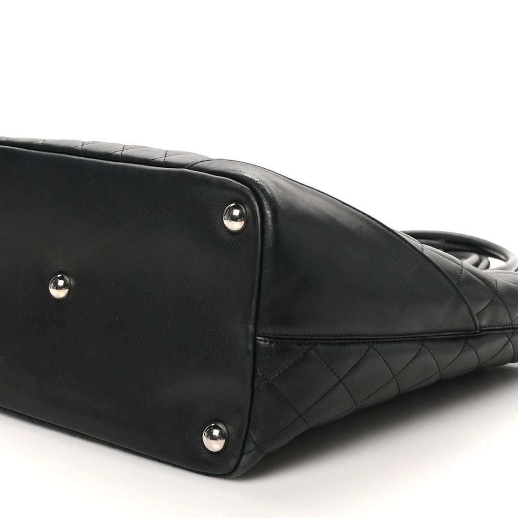 Calfskin Quilted Large Cambon Tote Black