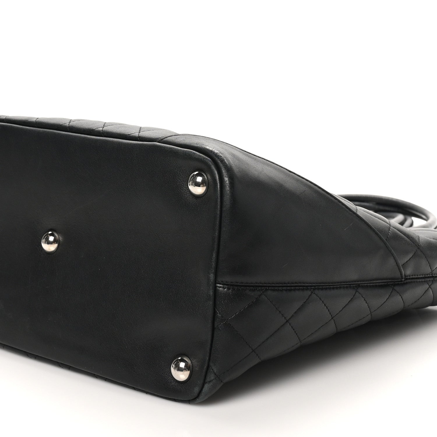 Calfskin Quilted Large Cambon Tote Black
