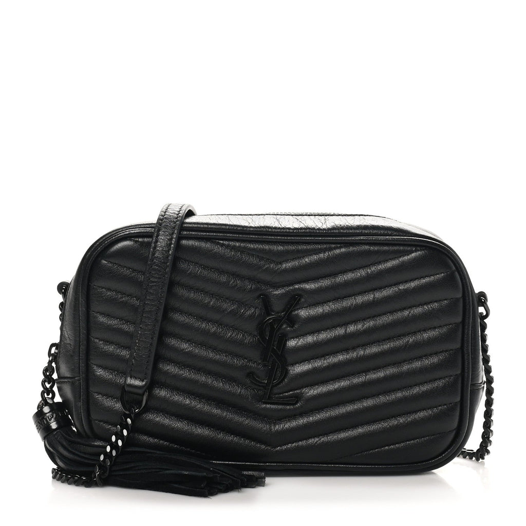Calfskin Matelasse Monochrome Monogram Mini Lou Camera Bag Black