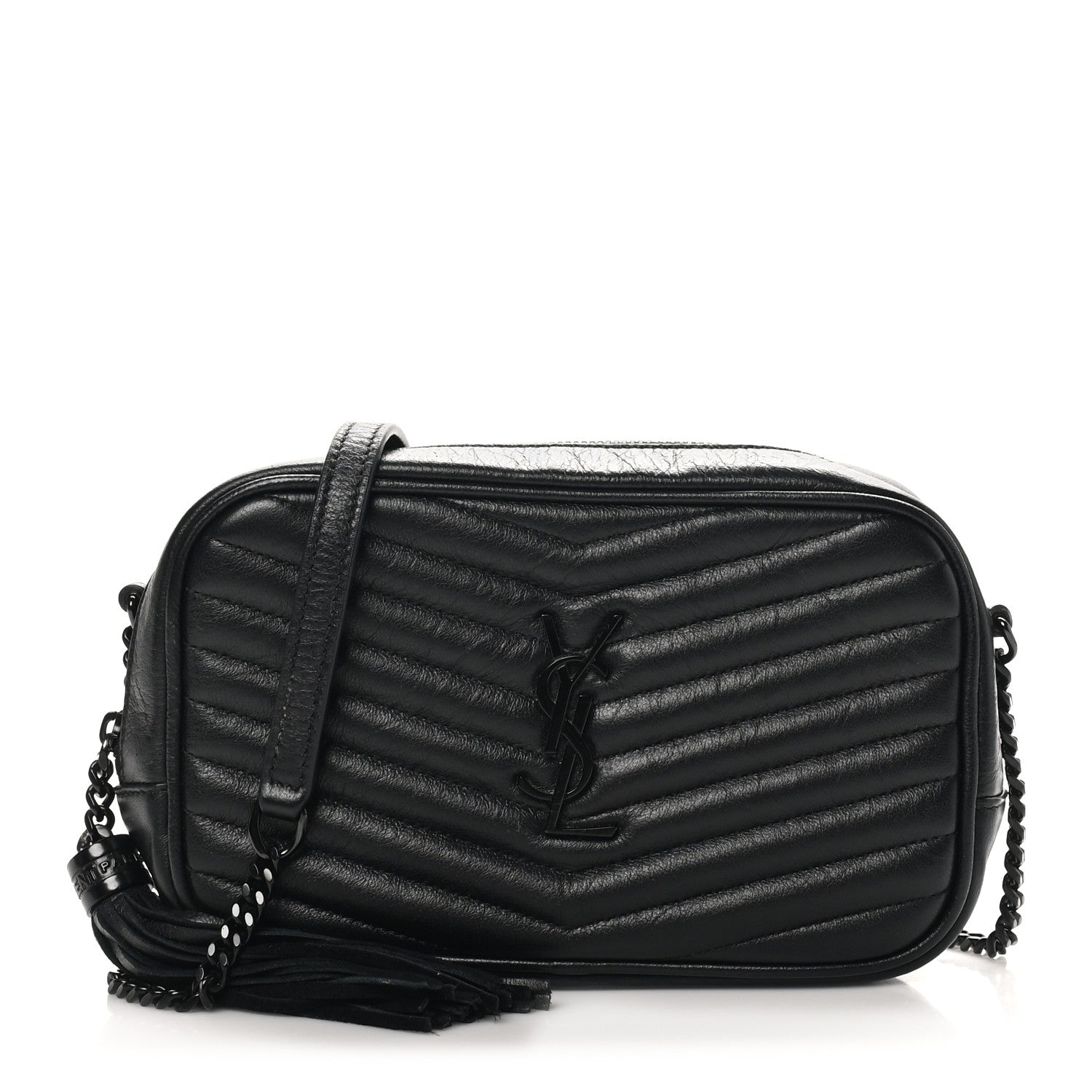 Calfskin Matelasse Monochrome Monogram Mini Lou Camera Bag Black