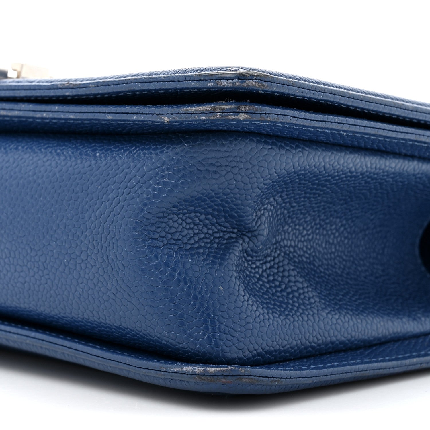 Caviar Chevron Quilted Medium Boy Flap Navy