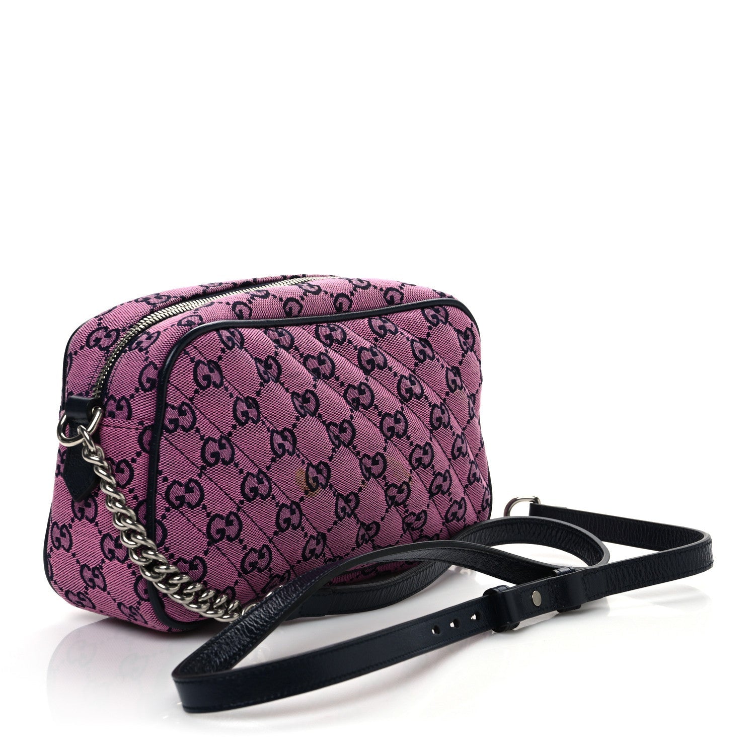 Monogram Multicolor Matelasse Diagonal Small GG Marmont Chain Shoulder Bag Pink Blue