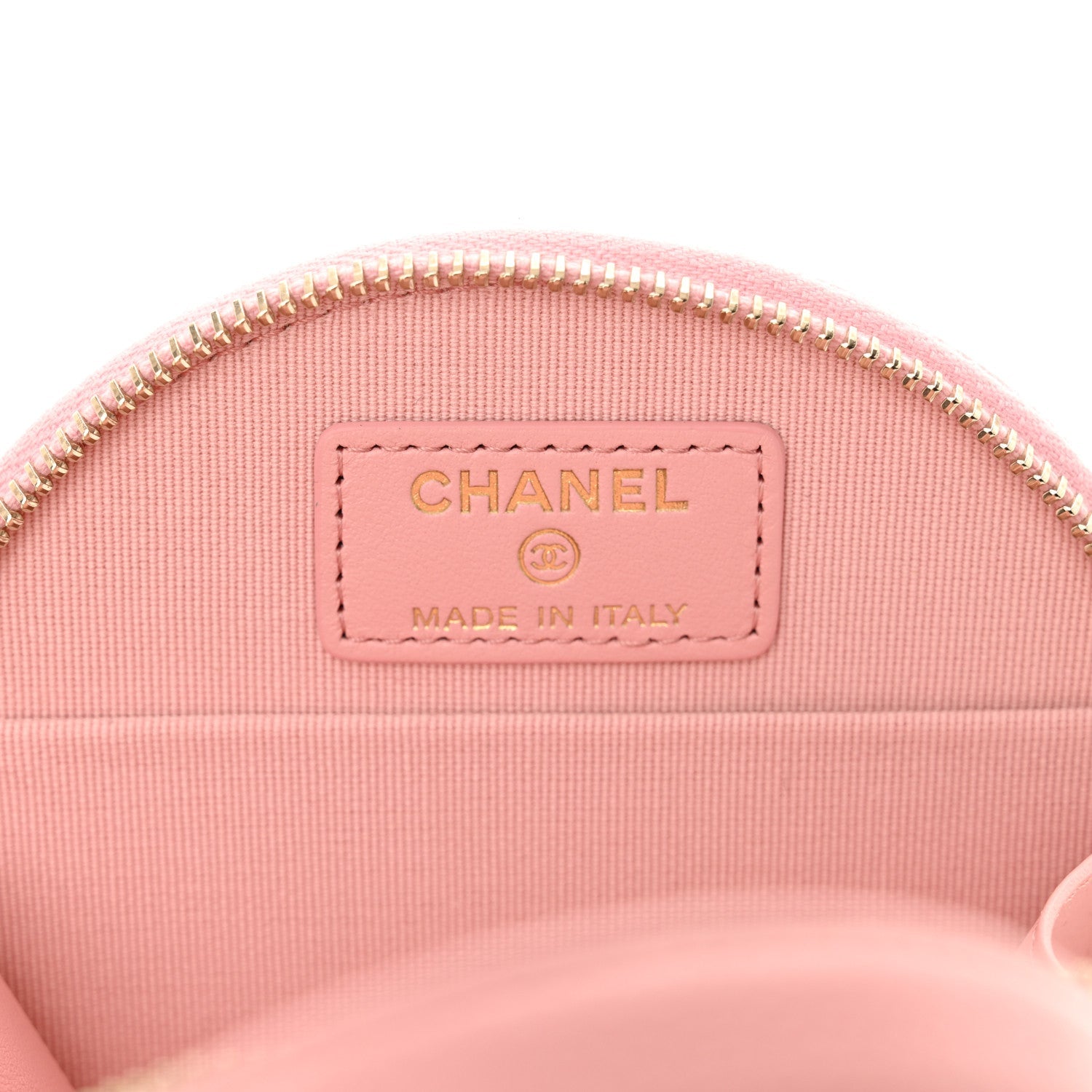 Caviar Quilted Round Handle With Care Vanity With Chain Pink