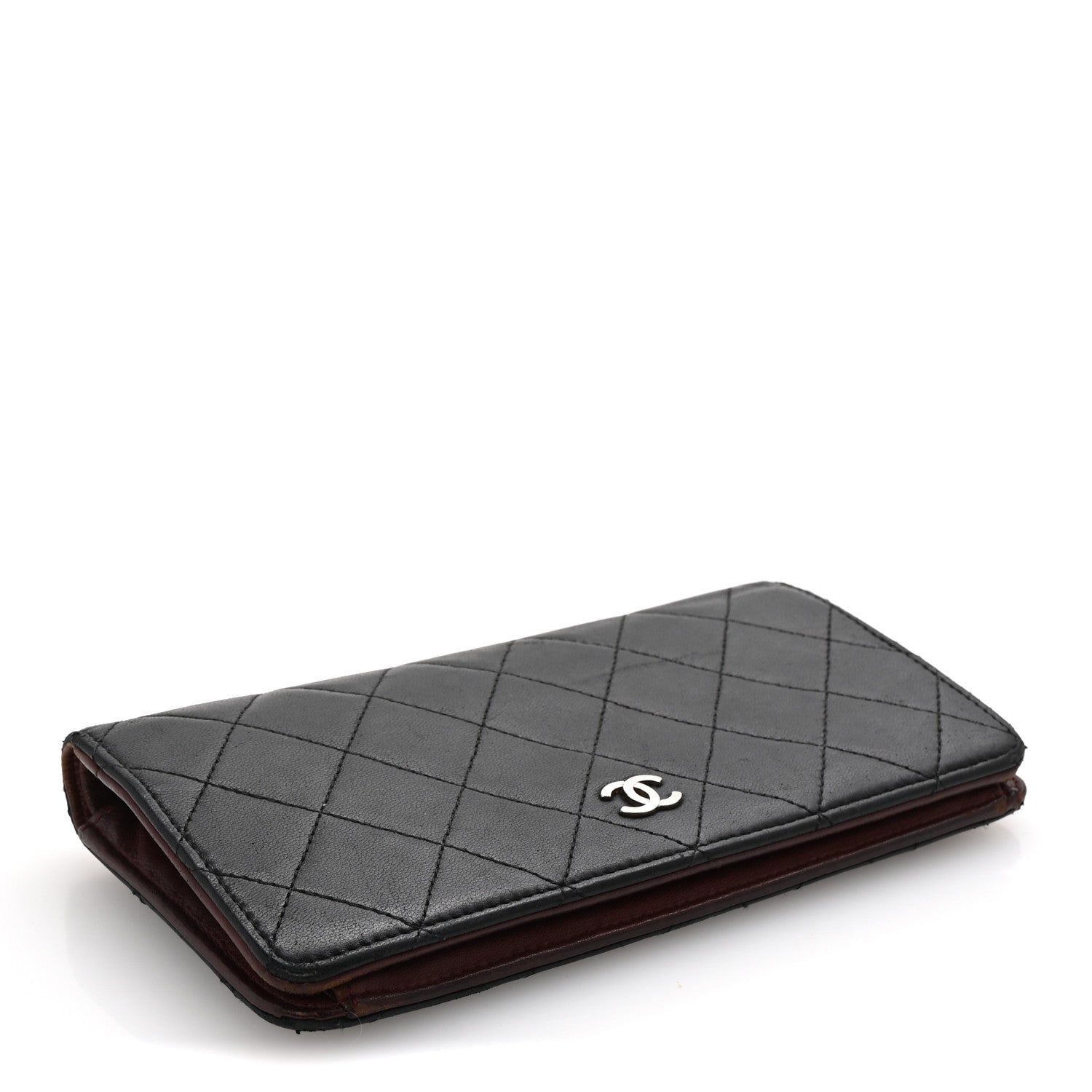 Lambskin Quilted Yen Wallet Black