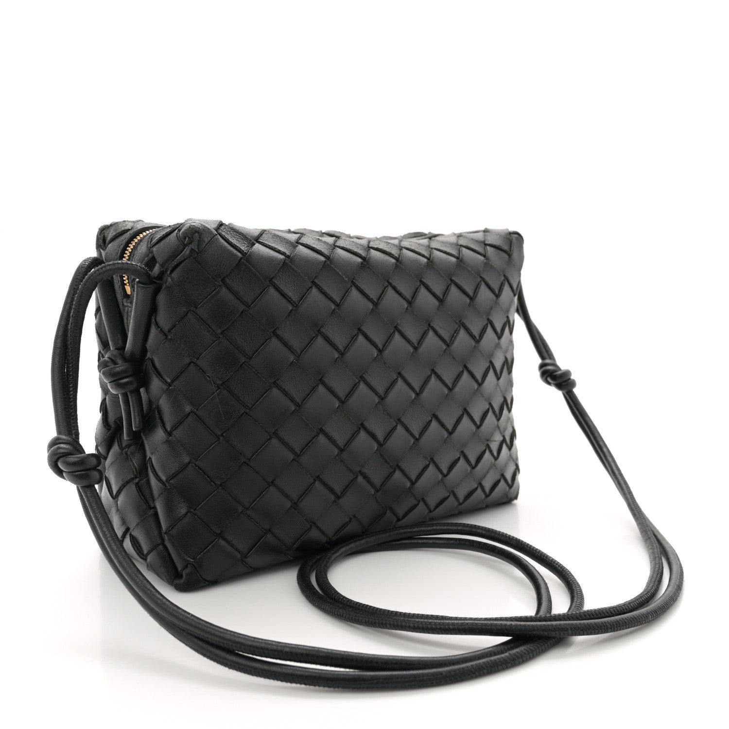 Nappa Intrecciato Small Loop Camera Bag Black