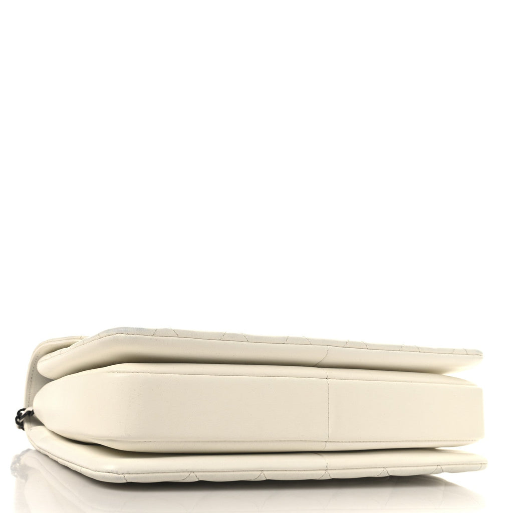 Lambskin Quilted Medium Trendy CC Dual Handle Flap Bag White